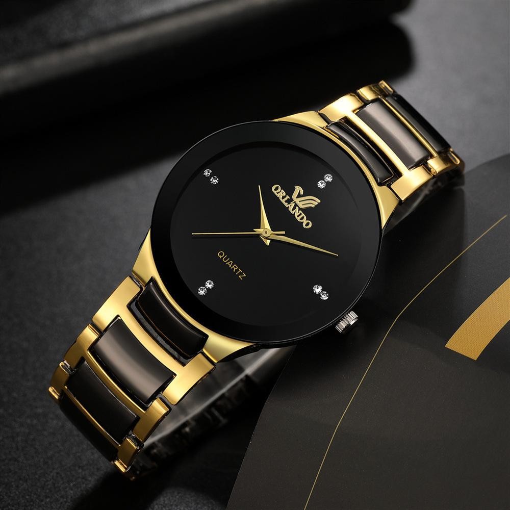 Men Business Watches Fashion Black Steel Band Male Analog Quartz Watch Gift