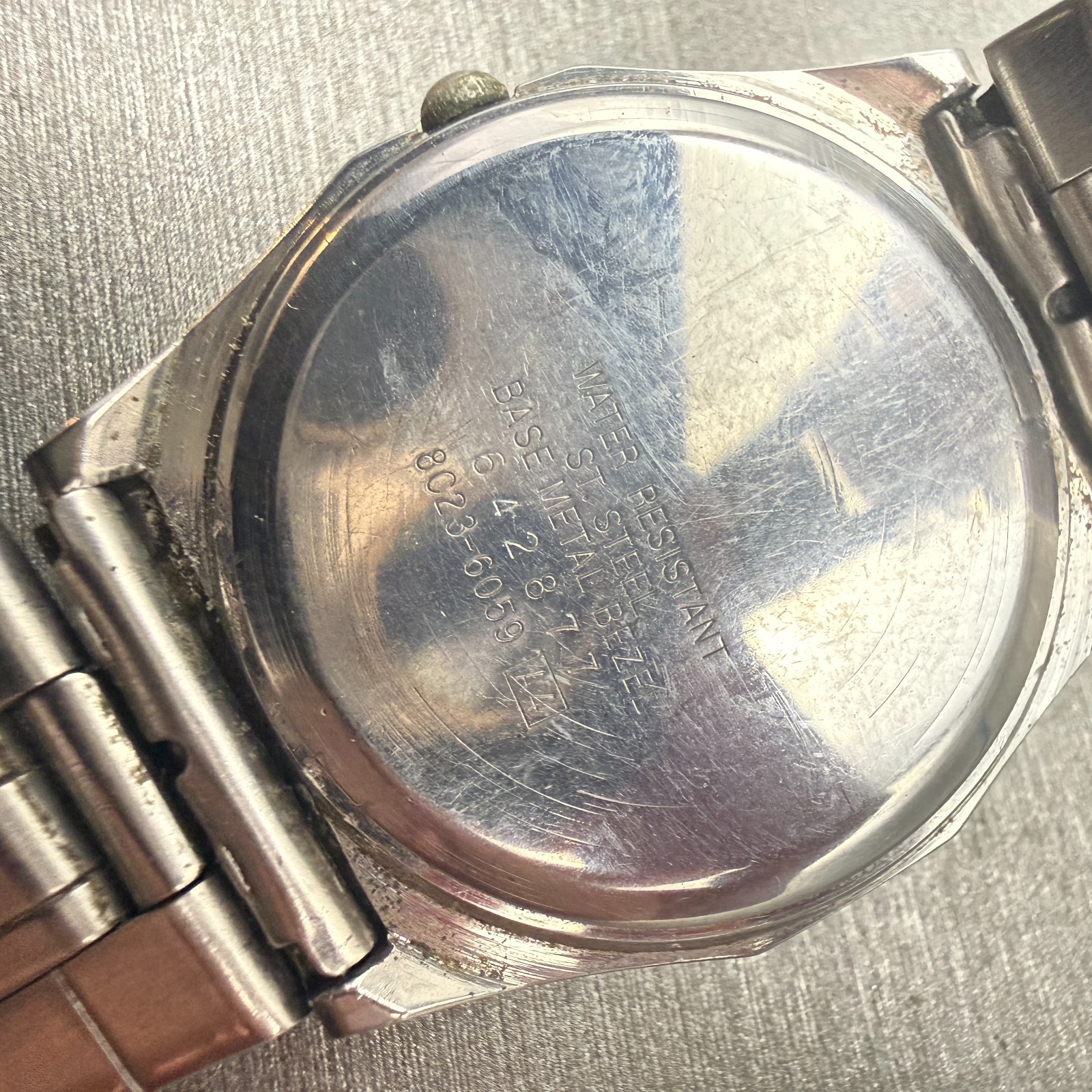 Seiko Watch Men 33mm Gray Dial Silver Tone Round 8C23-6059 New Battery VTG