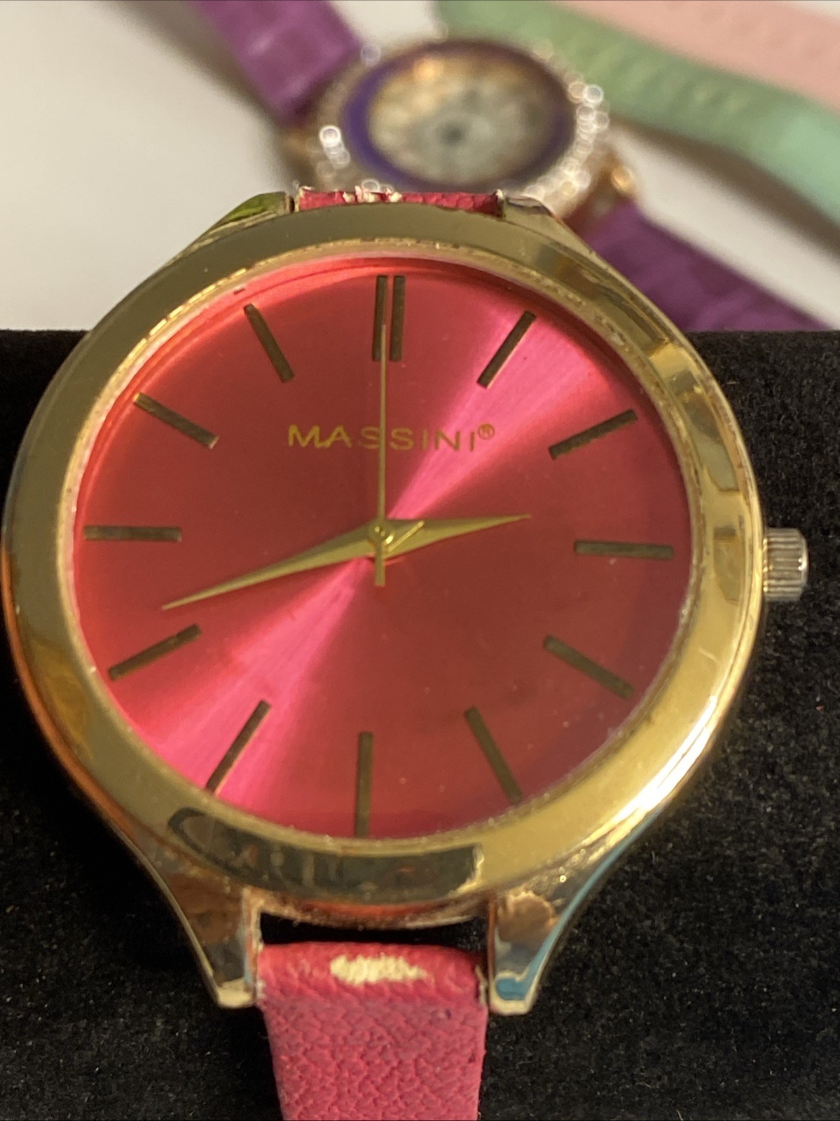 Massini Pink Gold Tone Skinny Wrist Watch New Battery