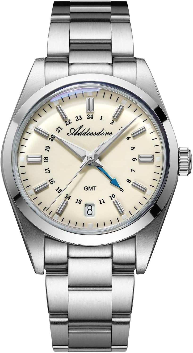 Elegant Quartz Sand Dial Dress Watch & Beige GMT Combo Set