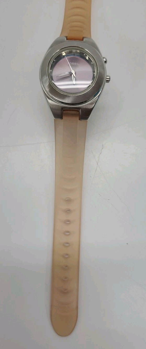 Vtg Fossil Blue Watch AM 3609 Color Changing Dial Purple Green New Battery Works