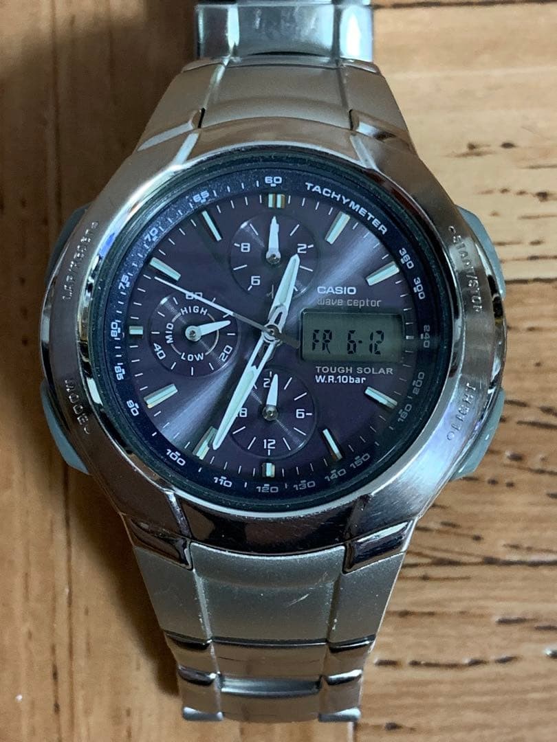 Casio Wave Ceptor WVA-500 Radio Solar AnaDigi Chronograph Mens Watch -For Parts