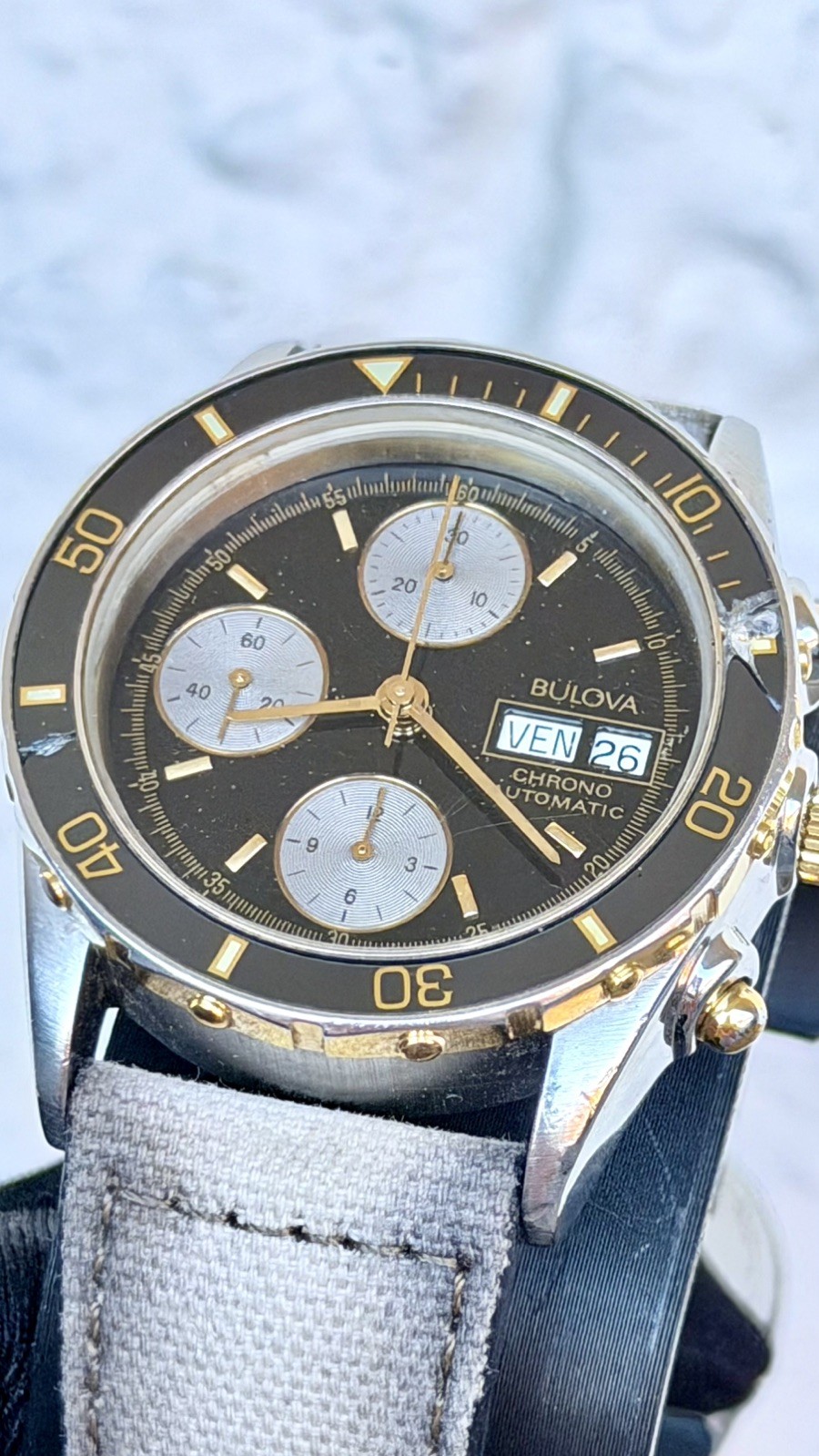 Bulova Valjoux 7750 39mm Automatic Chronograph Steel Bezel