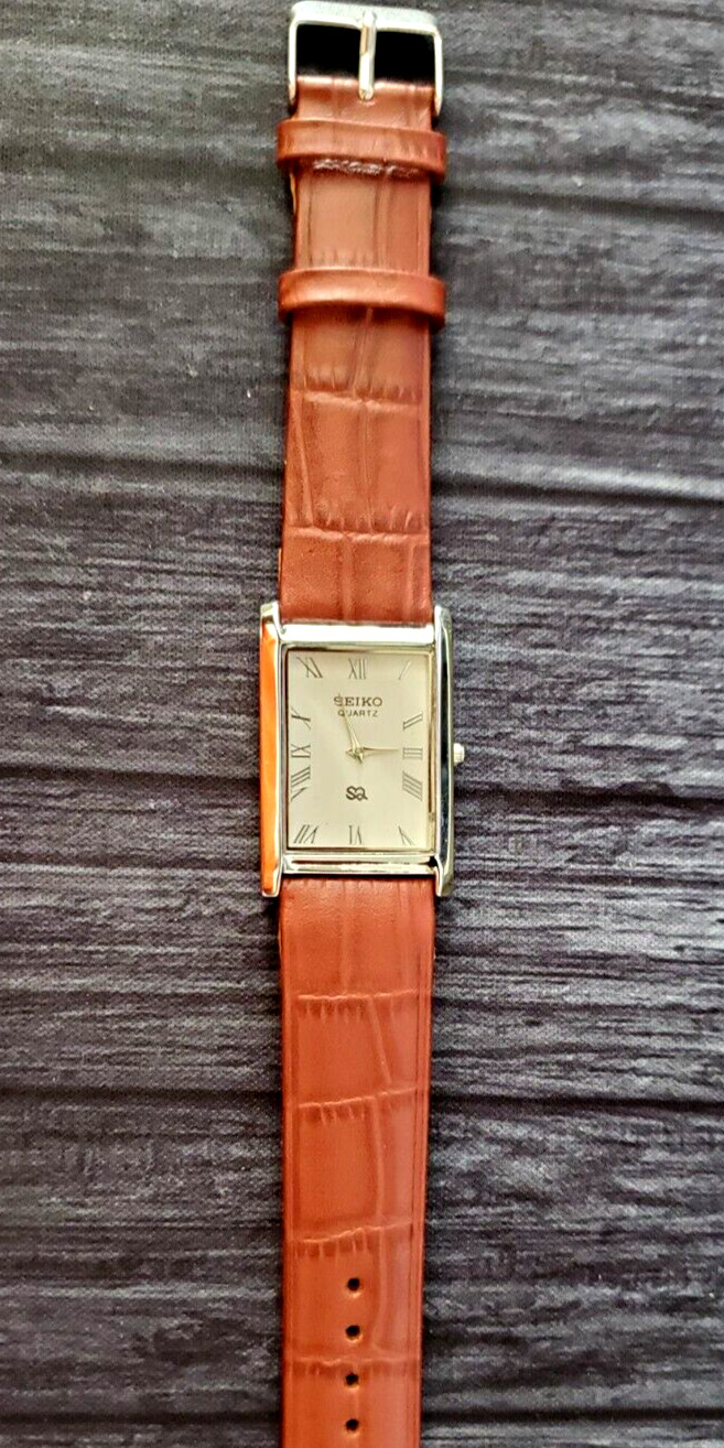 Vintage Tank White Dial Light Brown Leather Men Dress Watch New Mvt & Batt—