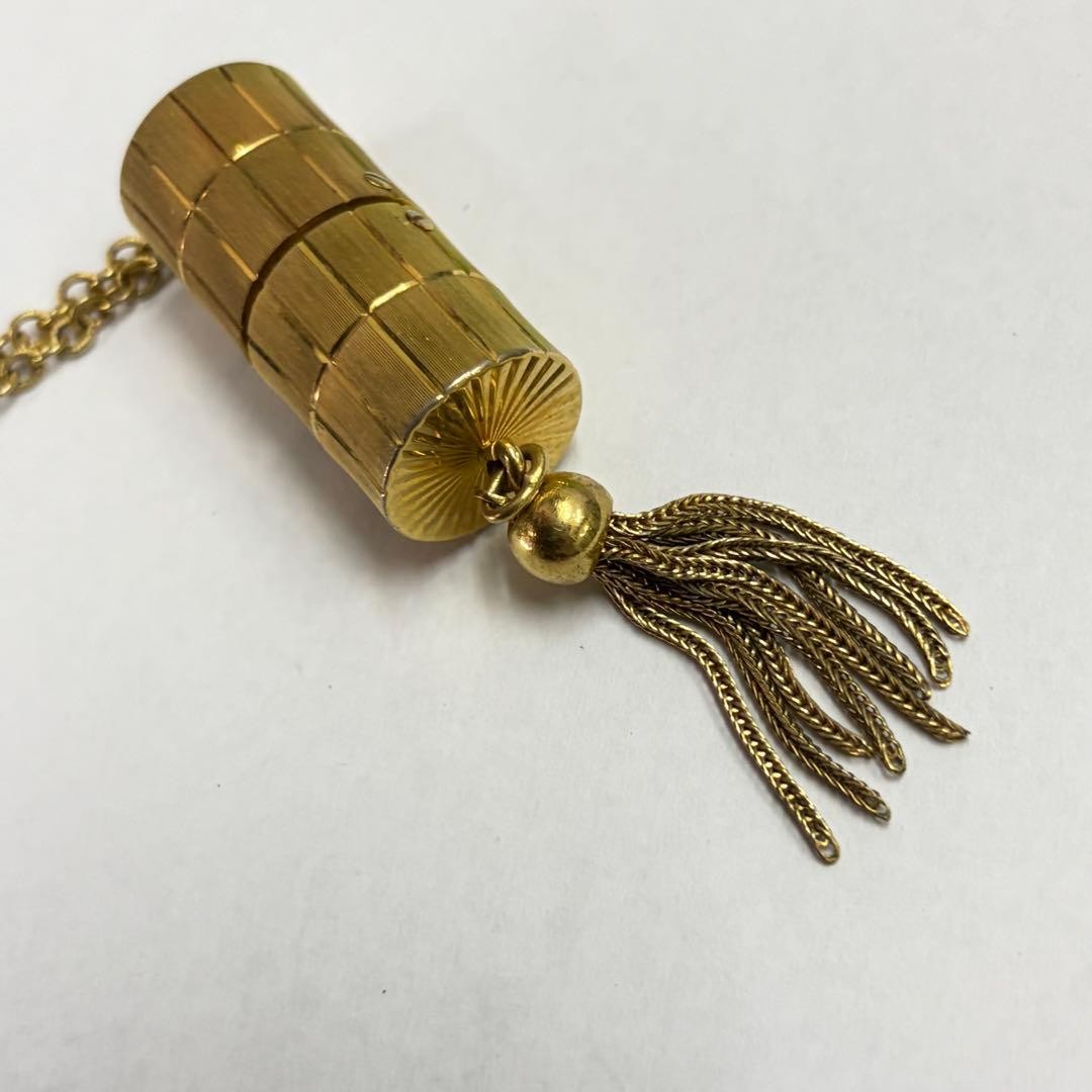 FRECO Hand-Wound Pendant Watch Necklace Gold Cylinder Slide Open/Close