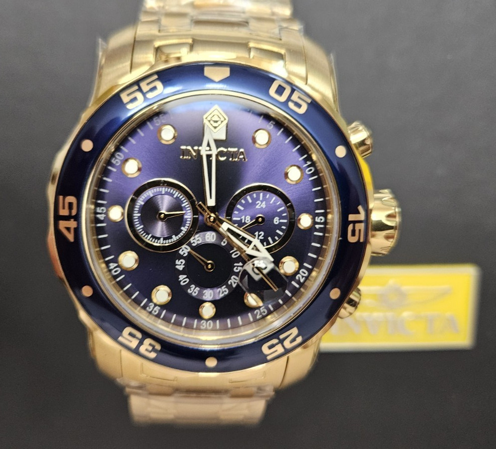 Invicta Pro Diver SCUBA Chronograph 18kt Gold Plated Men’s Watch, Gold 0073