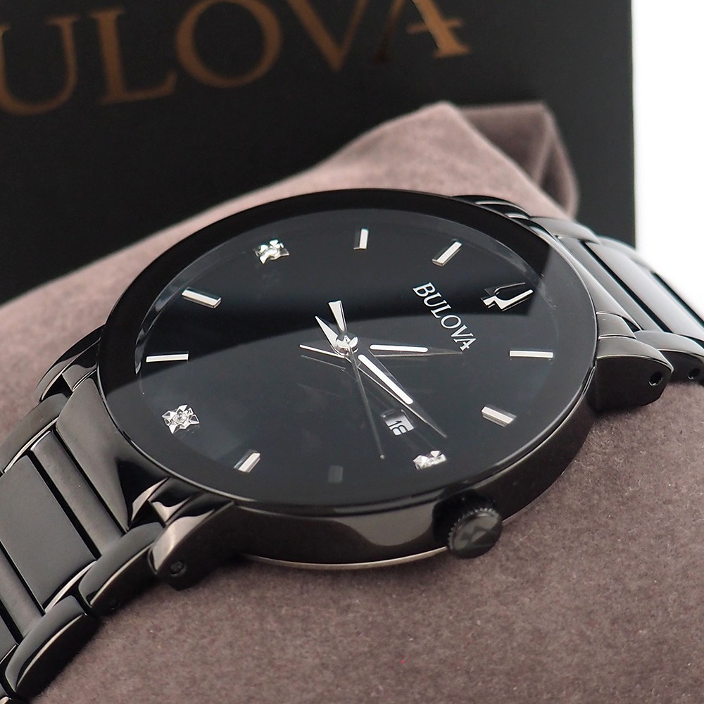 Bulova Futuro 98D144 Diamond Black Stainless Steel Men’s Quartz Watch w/ Box