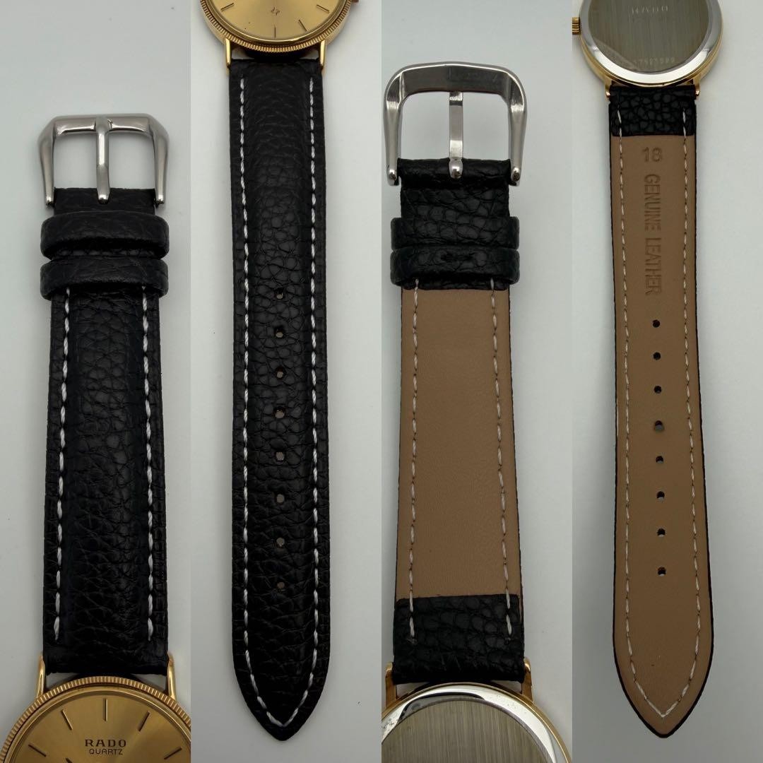 Rado 113.5131.2 Gold Dial Ladies Watch Quartz Black Japan 072697