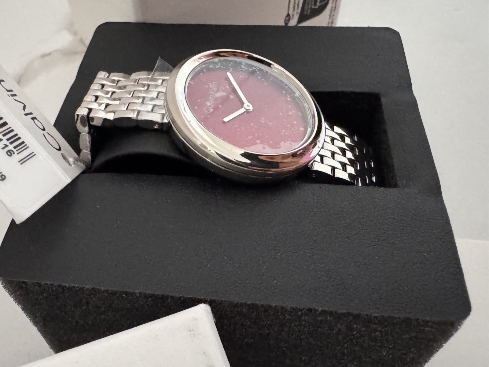 CALVIN KLEIN Red Dial Women’s Watches Twisted Bezel 34mm CK NEW MINIMALIST w/BOX