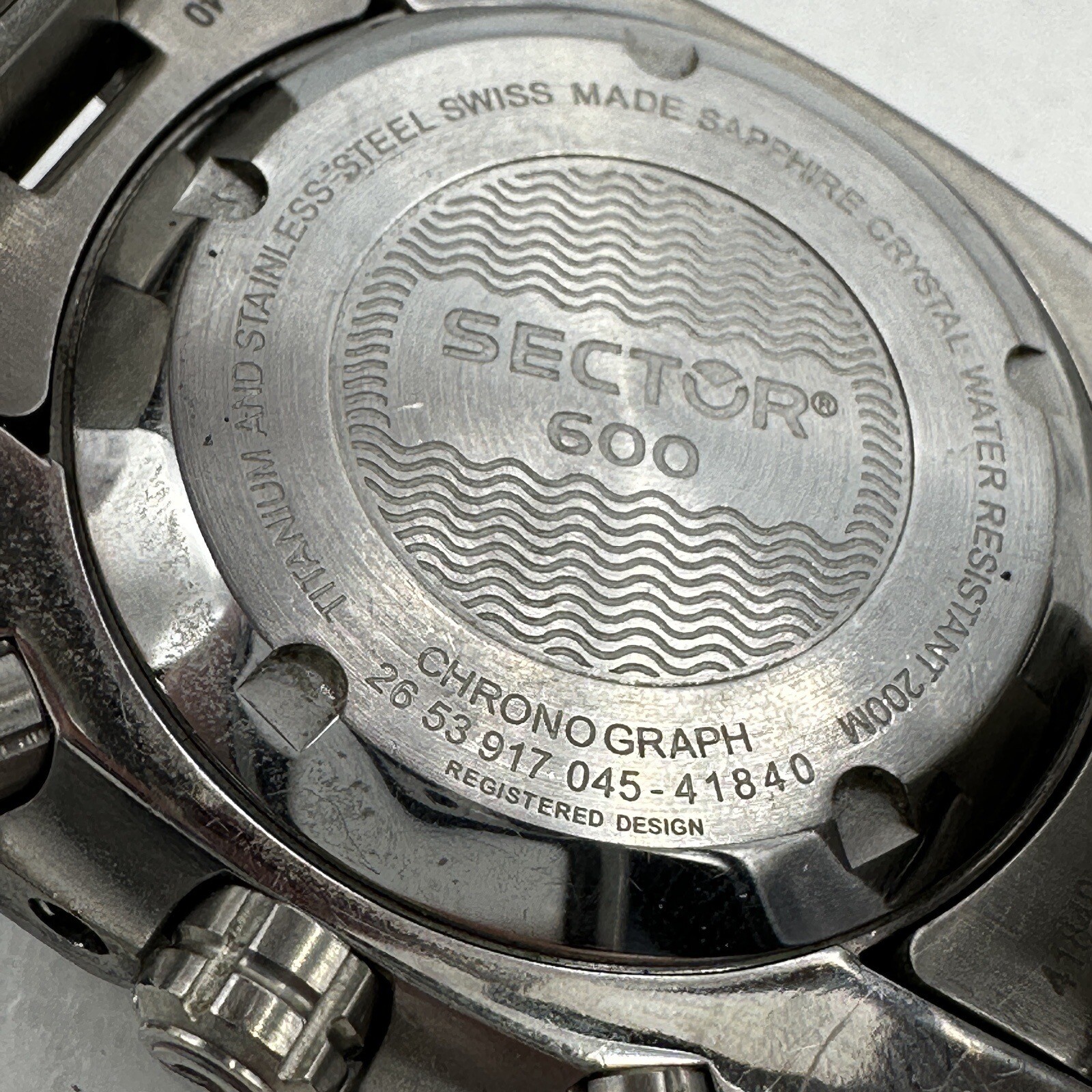 Sector Diver 600 G. Chronograph 200M Titanium 44mm, Wrist Sz. 6.5” Working, READ