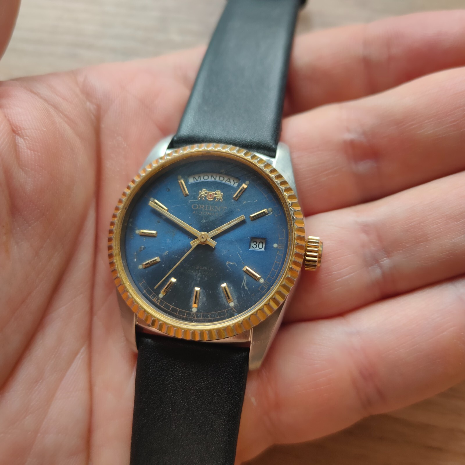 Rare Orient President watch, day date orient Automatic Watch, rare blue dial