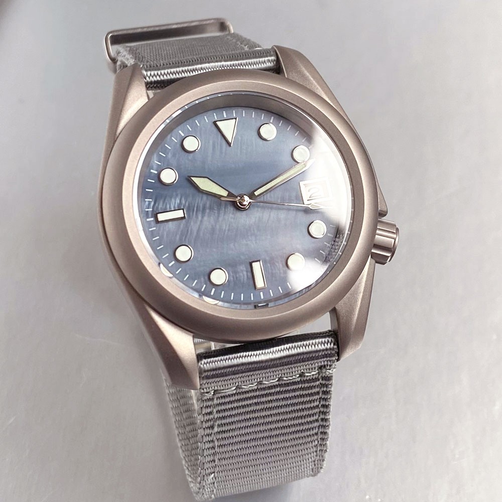 40mm Titanium MOP Blue Dial 20ATM Military Sapphire NH35 Automatic Men Watch