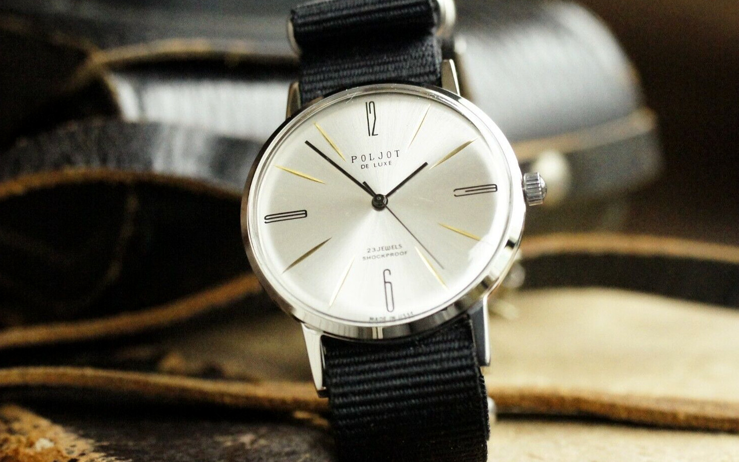 POLJOT De Luxe Ultra SLIM Mechanical Watch leather strap Men’s Vintage