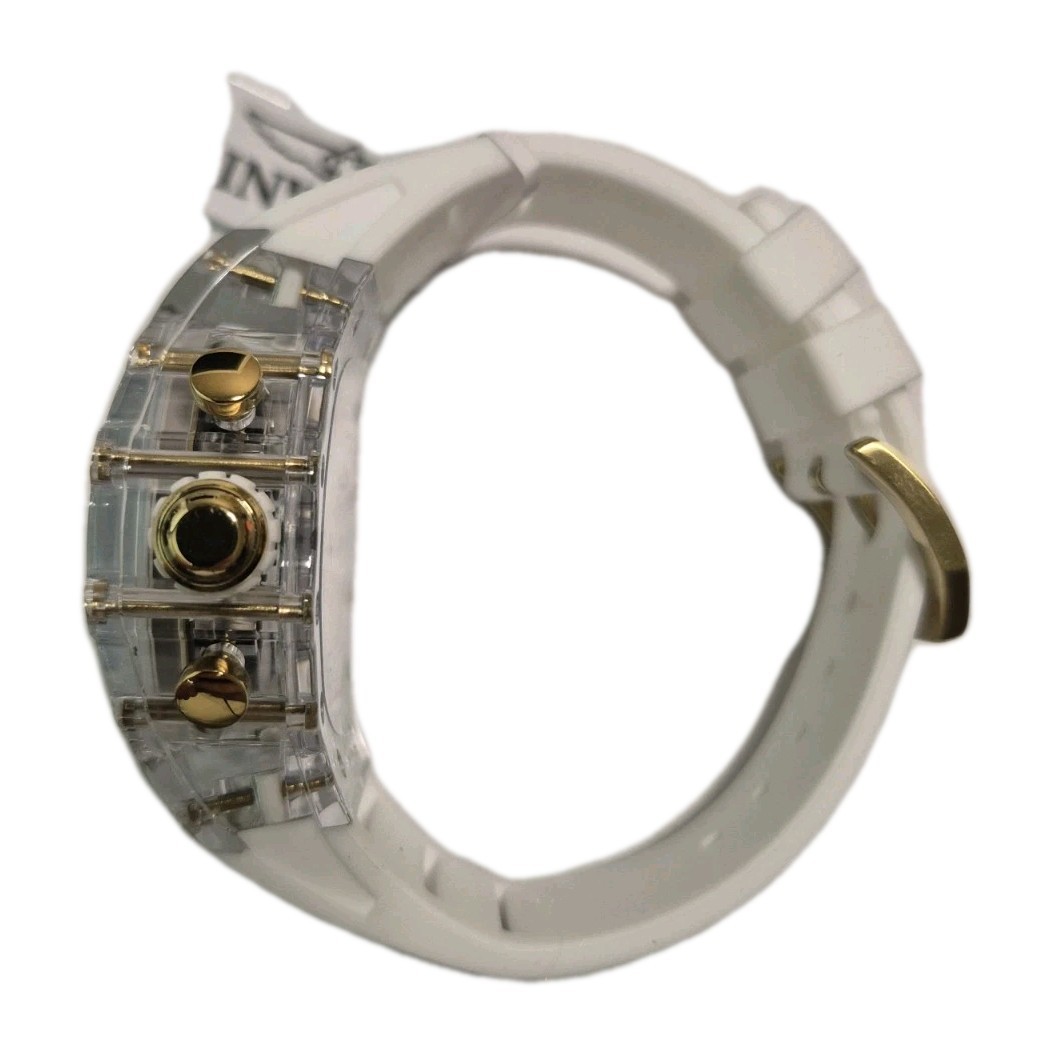 Invicta Racing Vaulthan Men’s 44mm White Gold Clear Dial 69689 NEW w Warranty