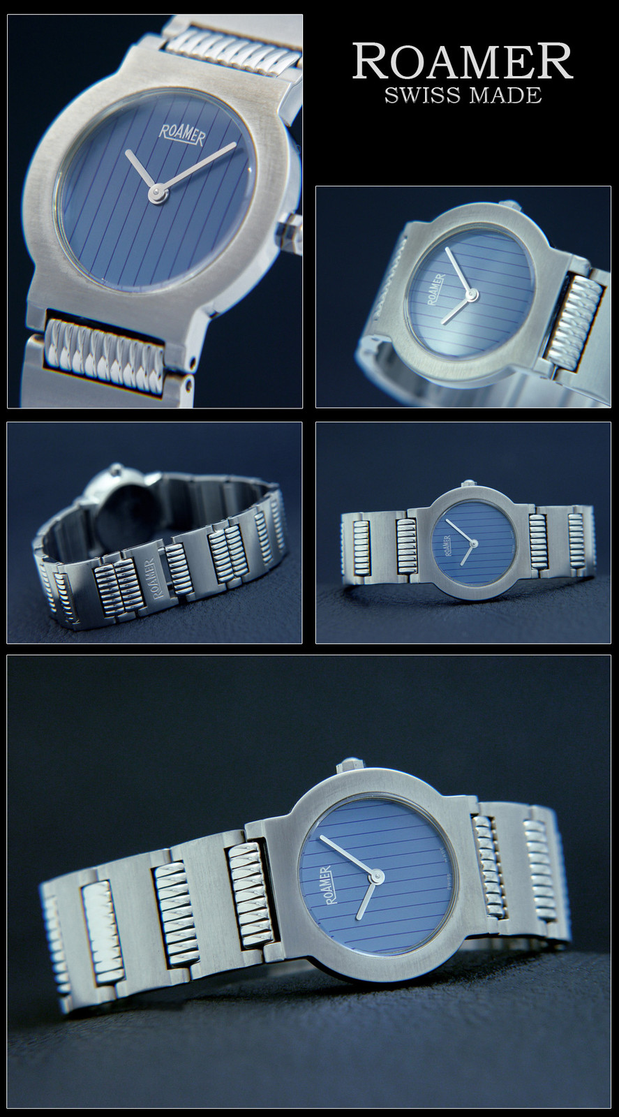 Roamer Women’s Dreamline IV, Swiss Made Stainless Steel/Folding Clasp, Blue Dial