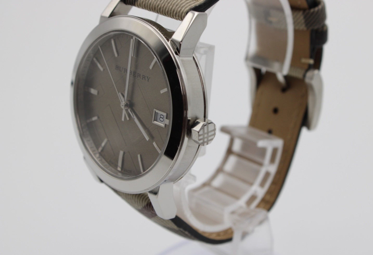 Burberry BU9029 38 MM The City Check Stainless Steel Unisex Swiss Watch