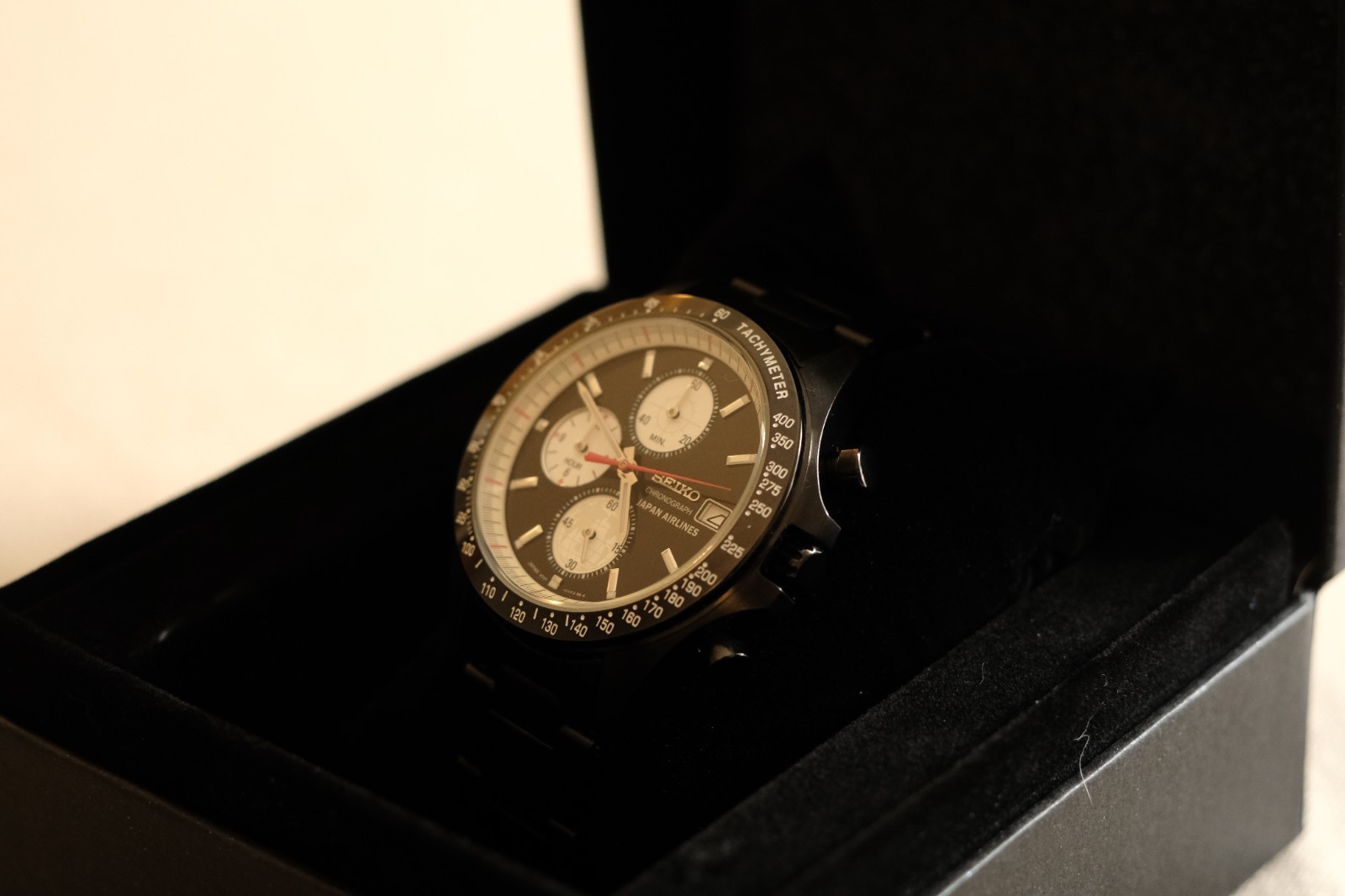 [Rare] Black JAL x Seiko Chronograph JDM Stainless steel PVD Made In Japan