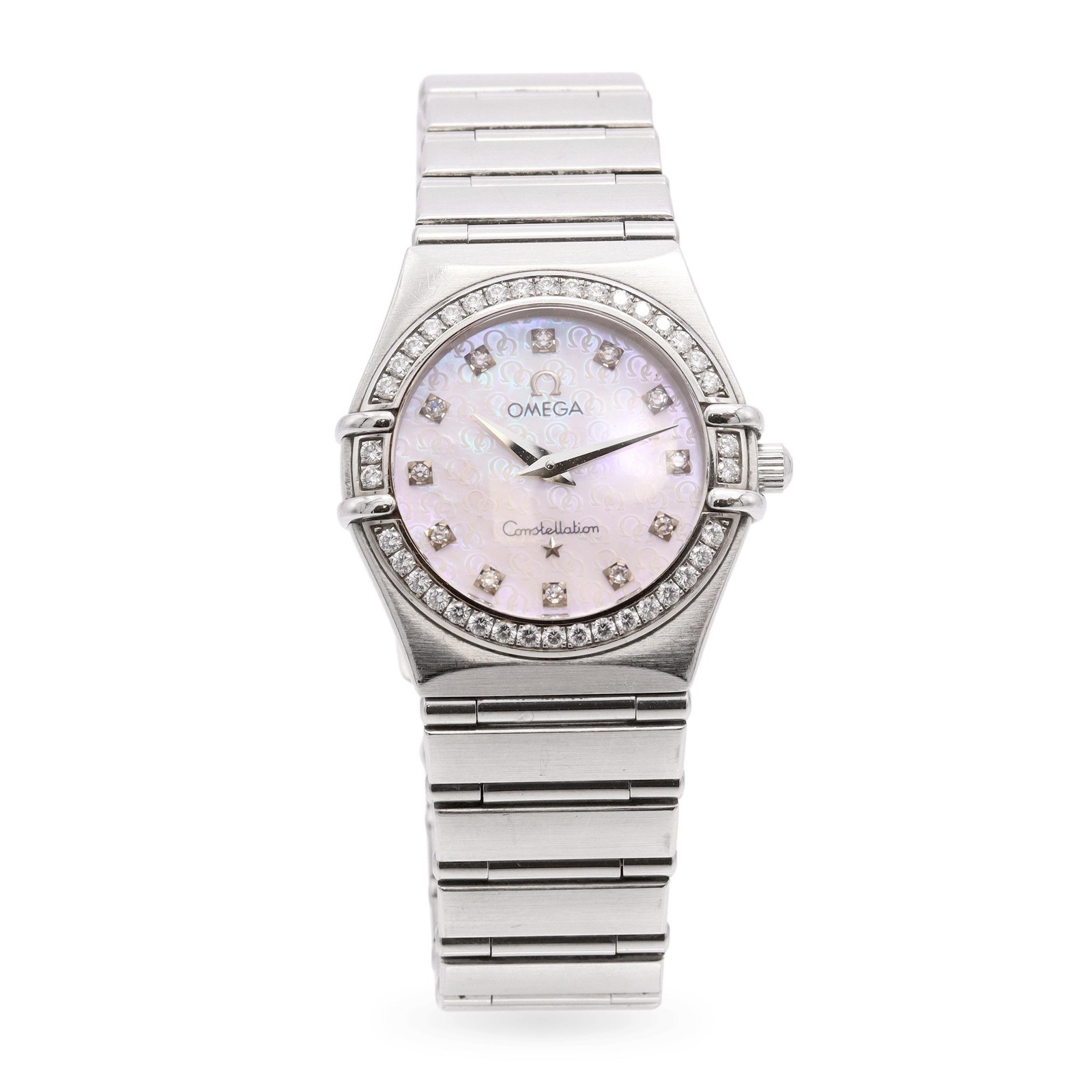 Omega Constellation Stainless Steel Diamond Bezel MOP Dial Quartz Women’s Watch