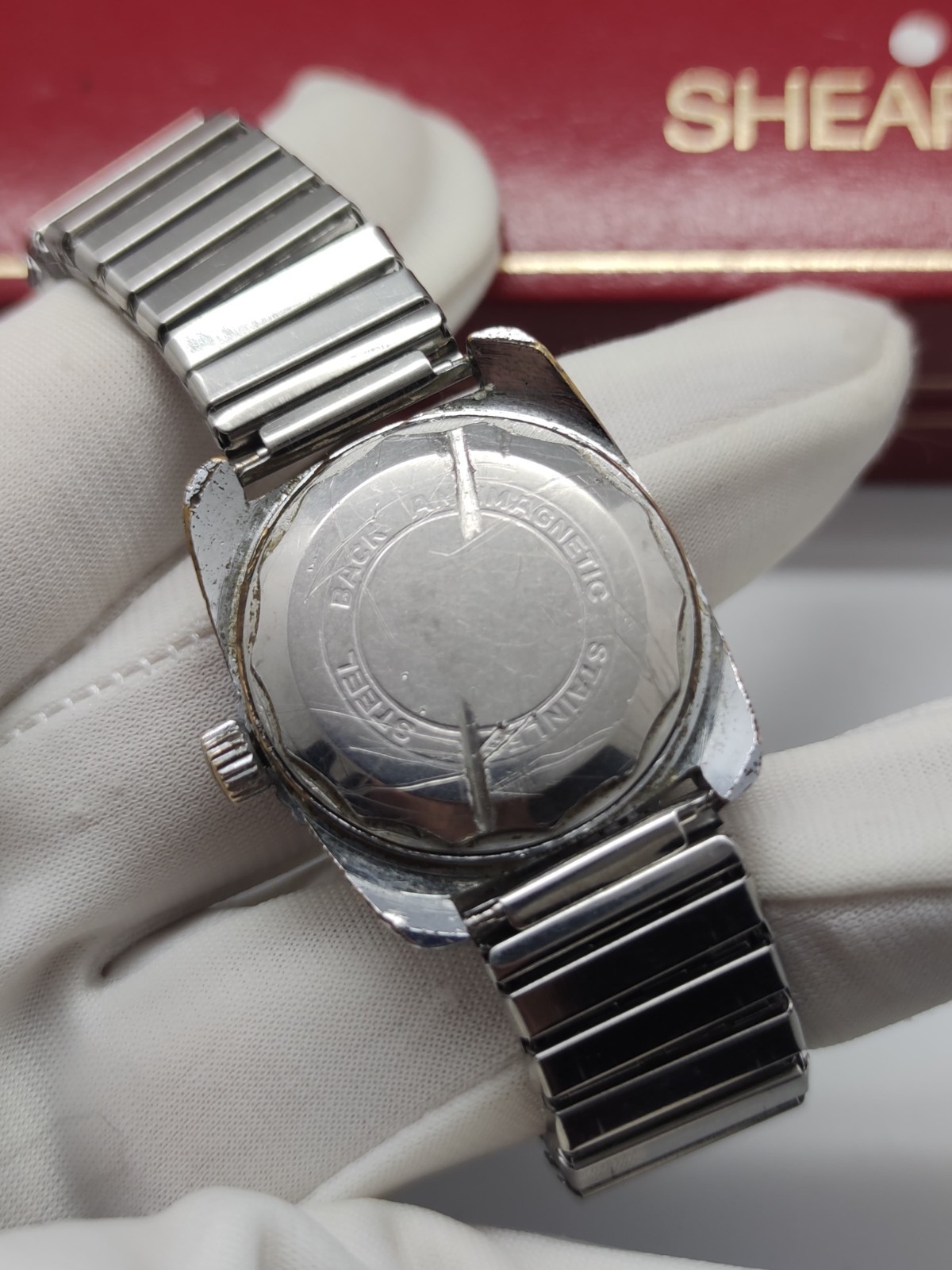 Skin Diver Watch Aurore Manual Wind Red Dial Swiss Made Vtg 31mm Junior