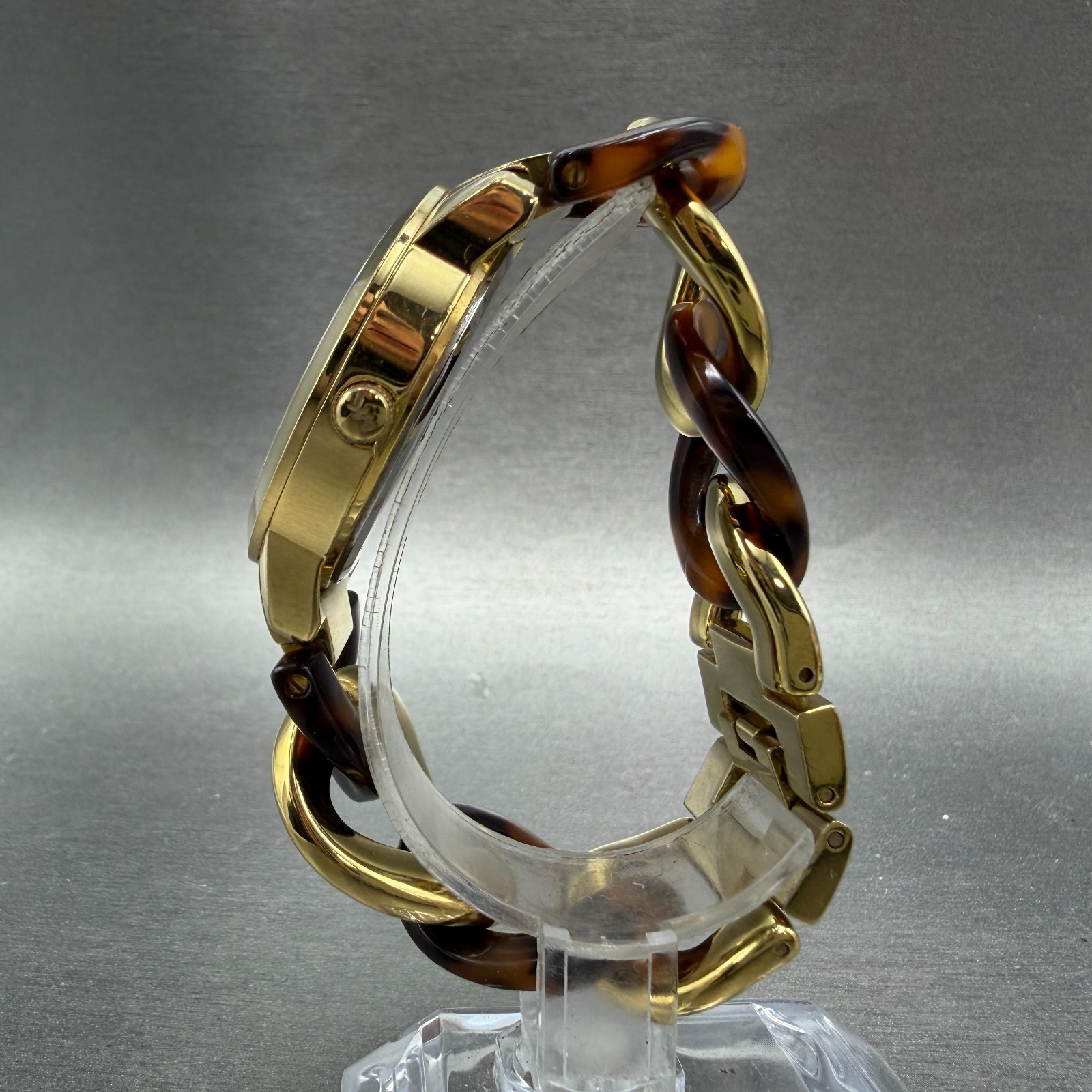 Michael Kors Nini Watch Women 35mm Champagne Dial Gold Tone Tortoise New Batt
