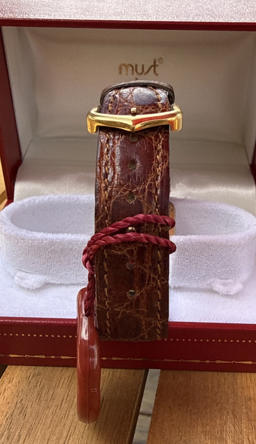 Vintage Must de Cartier Tank 5057001 Vermeil SM Quartz Womens Watch Box Inserts
