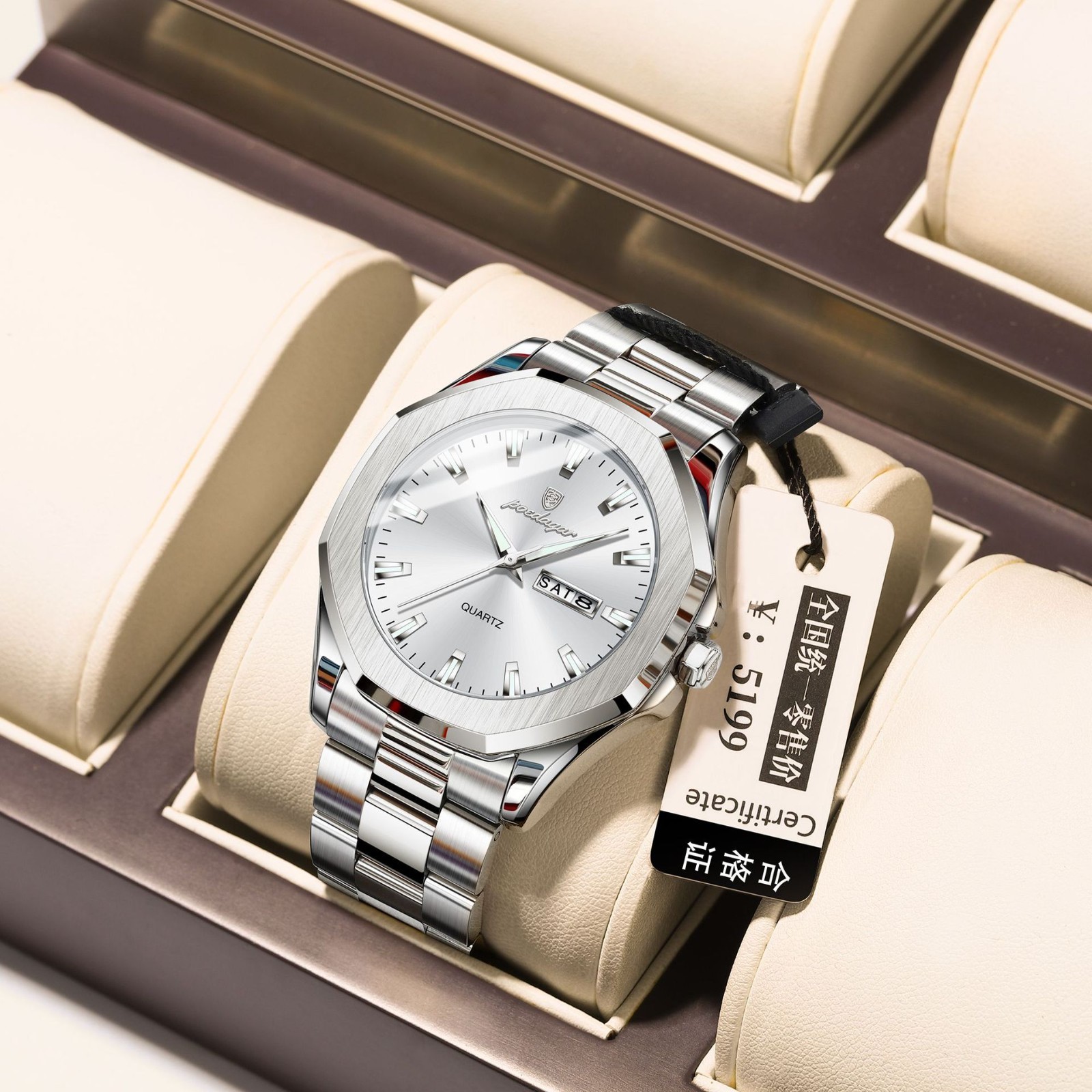 POEDAGAR Luxury Men’s Steel Strap Quartz Watch