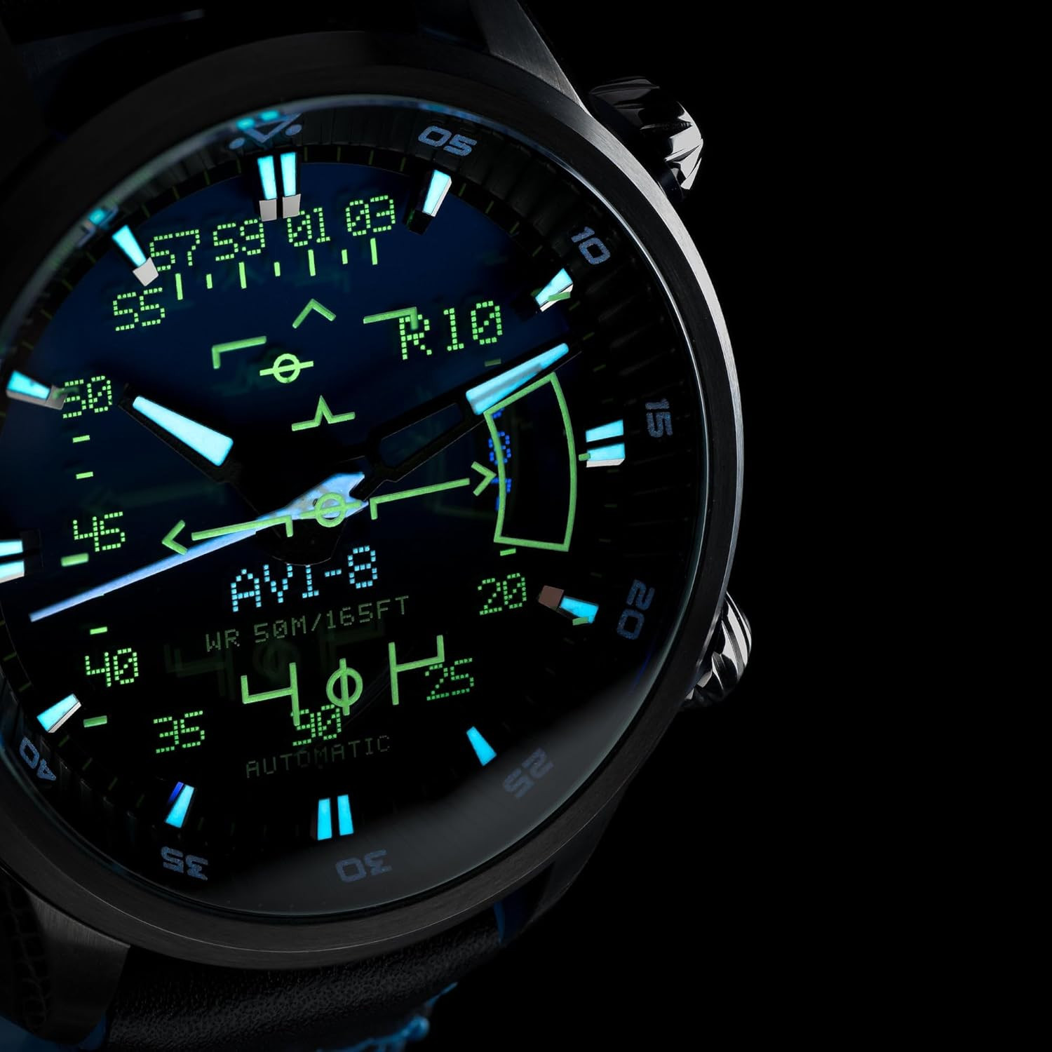 Men’s 44mm Hawker Harrier HUD Automatic Watch with Rubber/Leather Strap