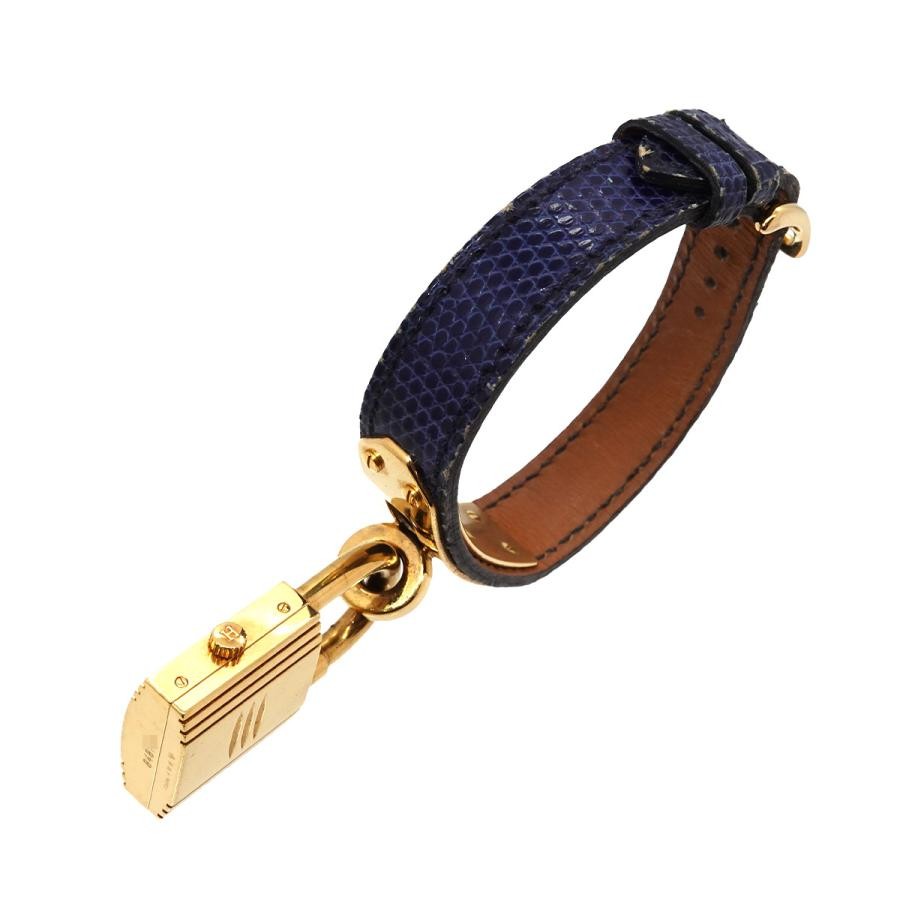 HERMES Kelly Watch Vintage Women’s Quartz Navy Lizard Leather Swiss Watch