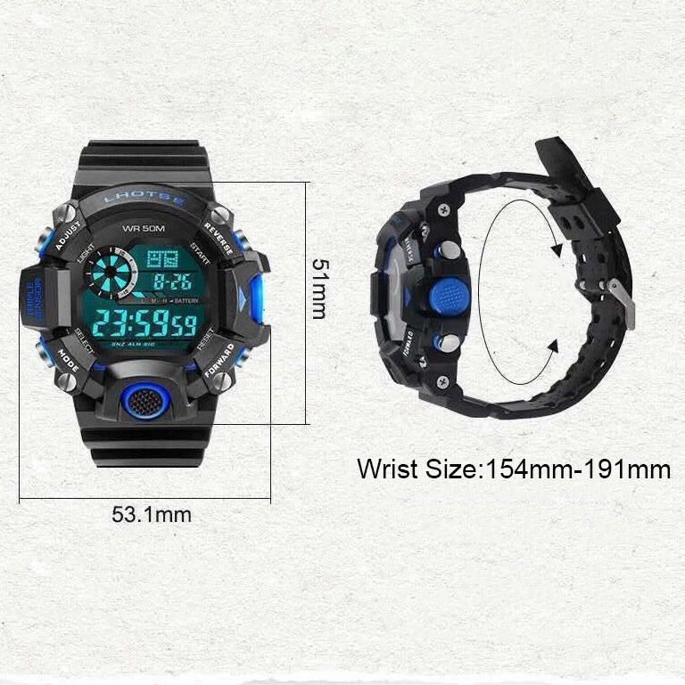 Men Waterproof Digital Sports Watch Military Tactical LED Backlight Wristwatch