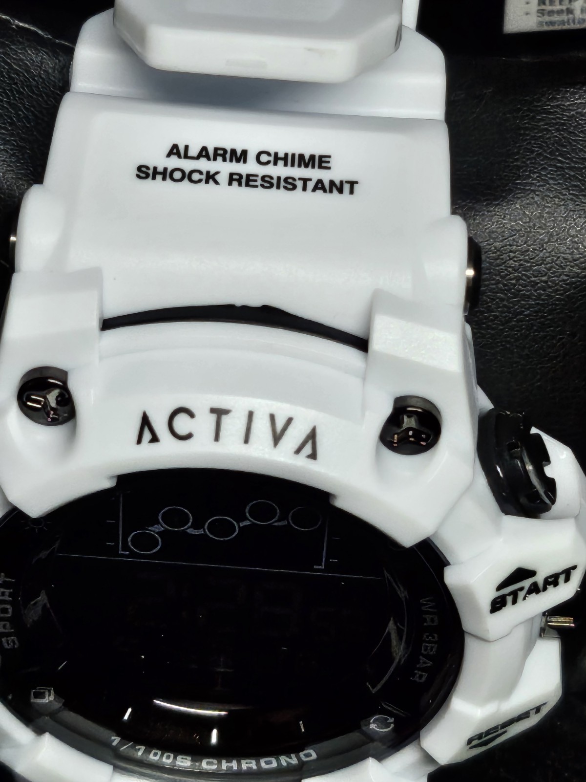 Activa Digital Quartz Sport Watch Chronograph Alarm Backlight Day/Date 30m White