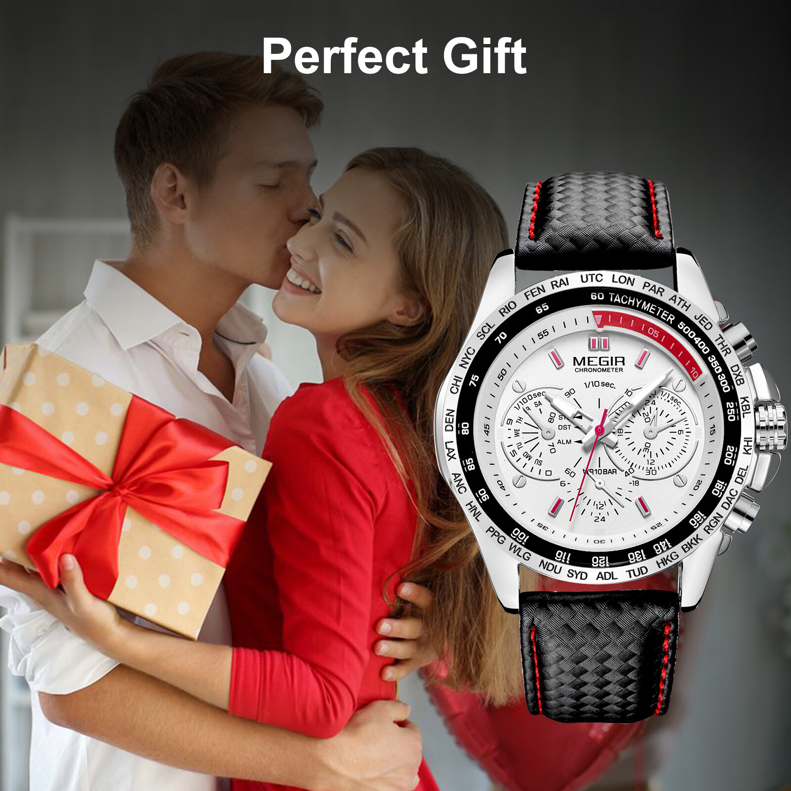 MEGIR Waterproof Men’s Stainless Steel Analog Sports Quartz Military Wrist Watch