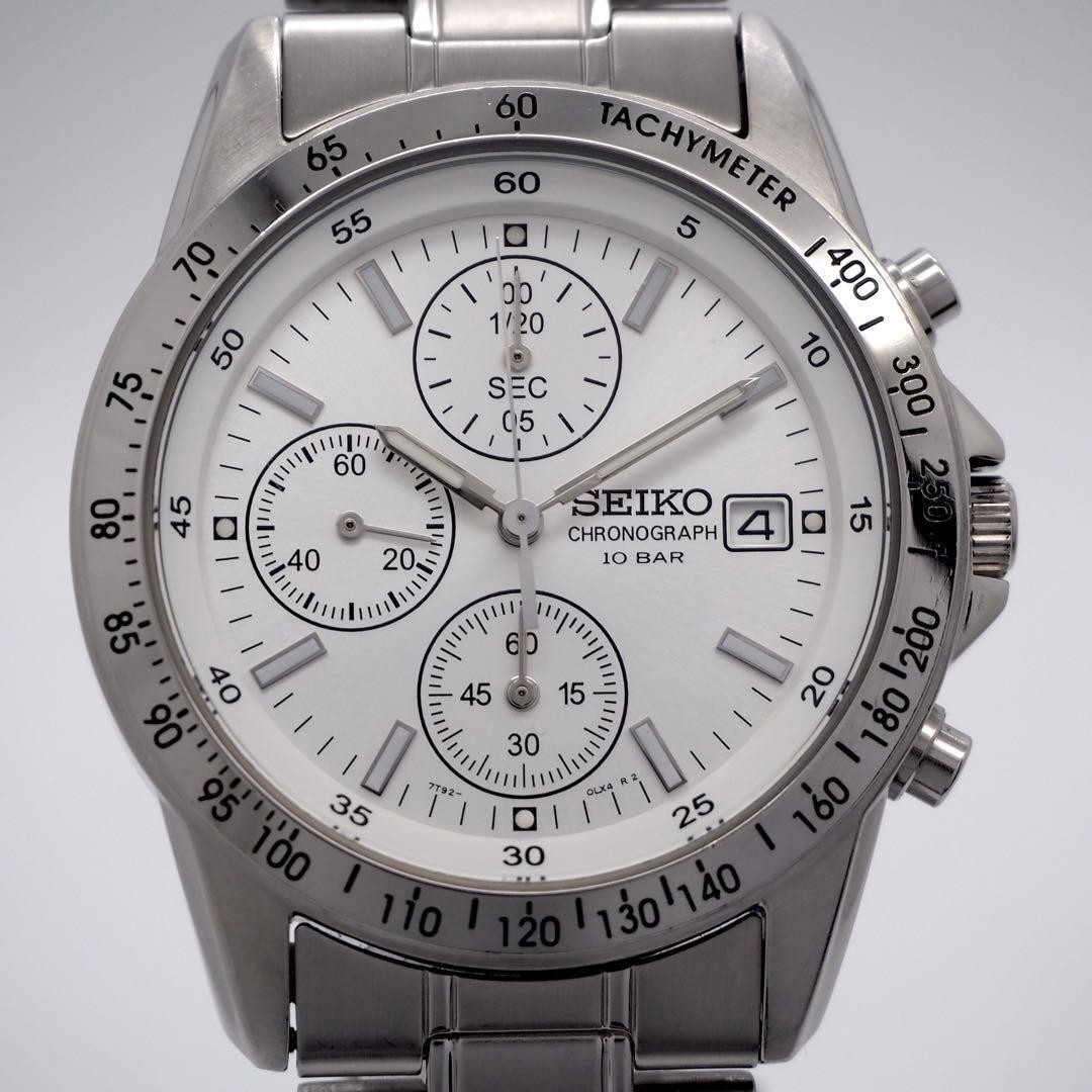 608 Working SEIKO Men’s Chronograph Date Silver White