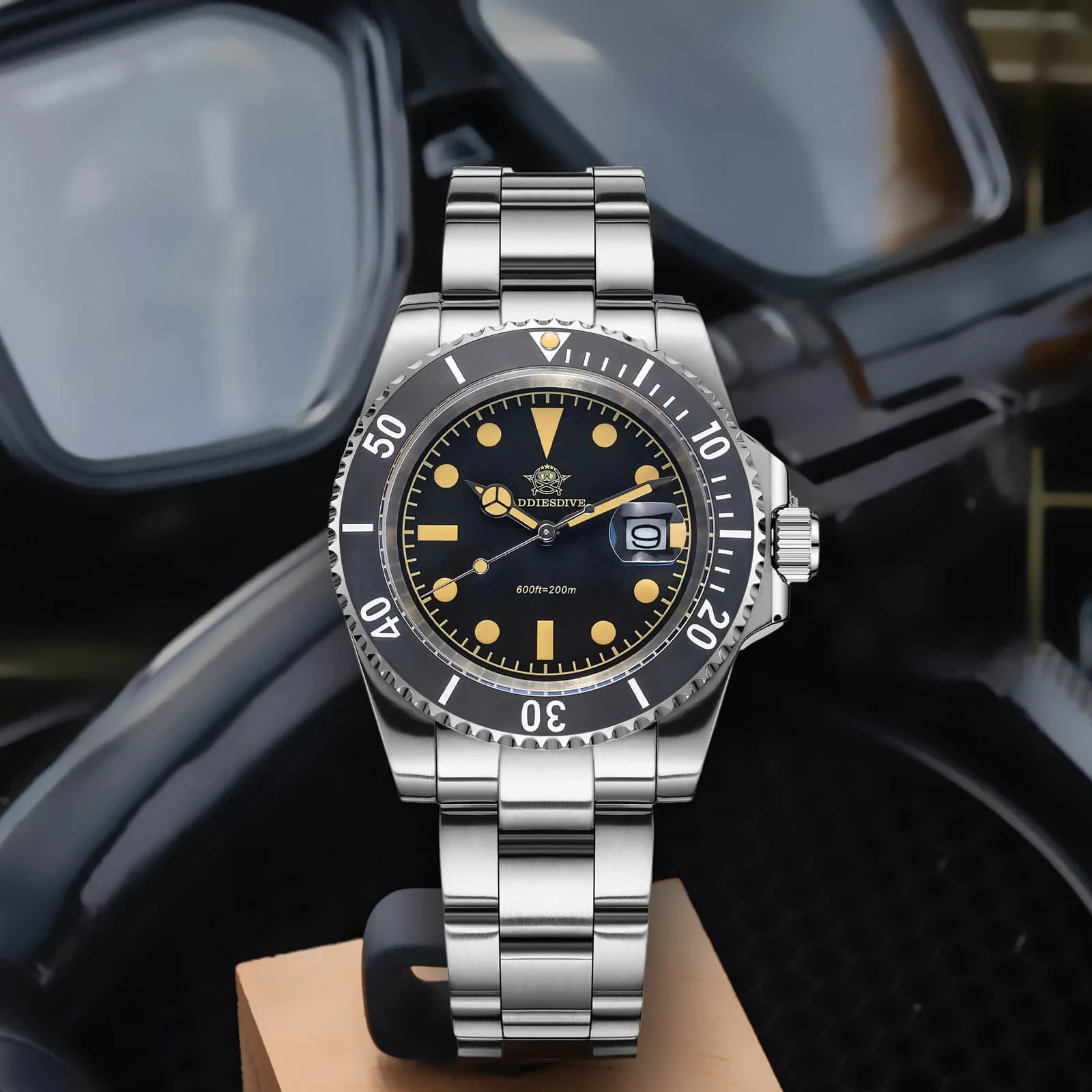 41MM ADDIESDIVE Quartz Mens Watch Diver 200M Waterproof Luminous Stainless NEW