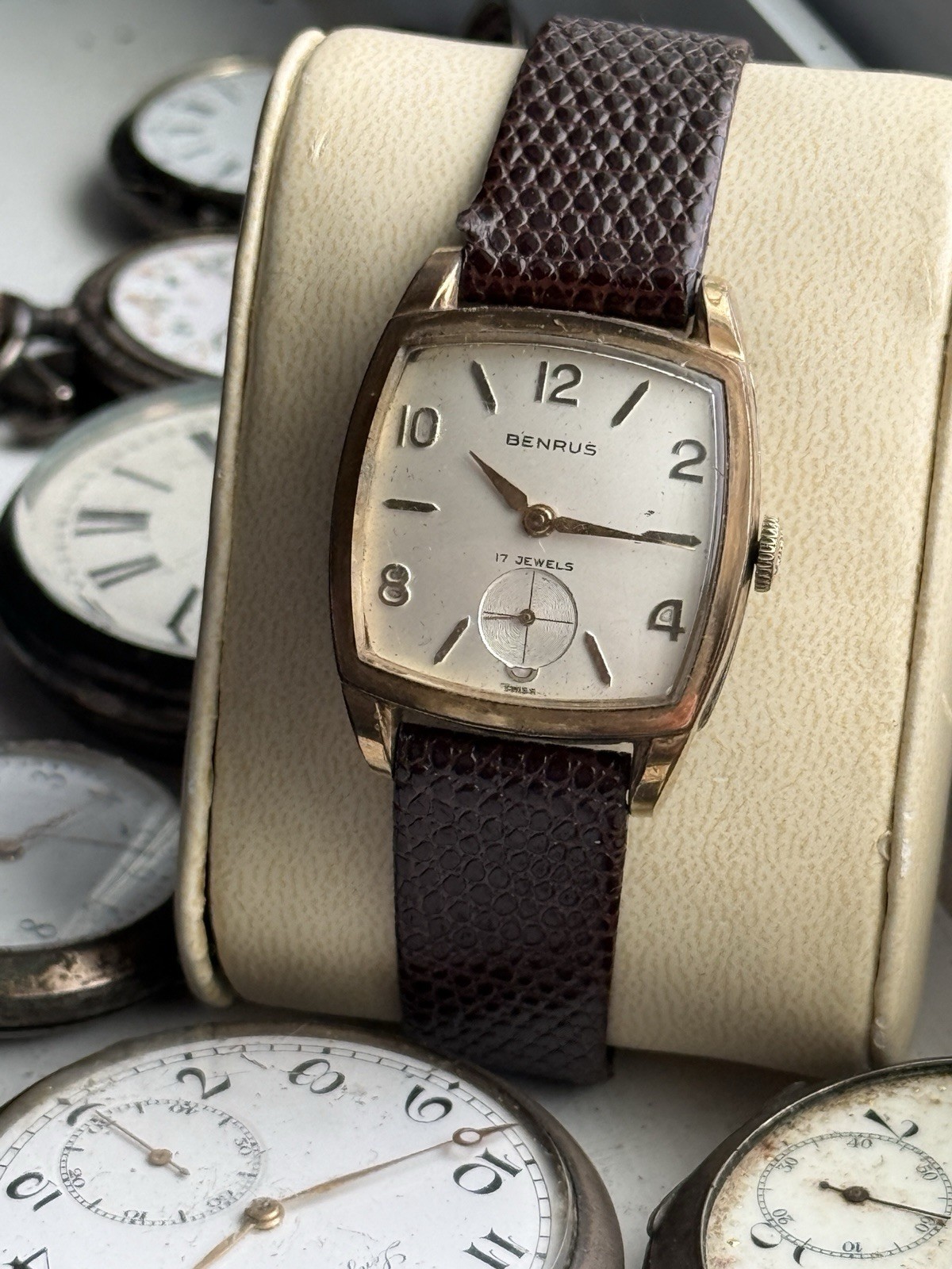 Vintage 1950s Benrus 17 Jewel Square Manual Wind Dress Watch WORKS