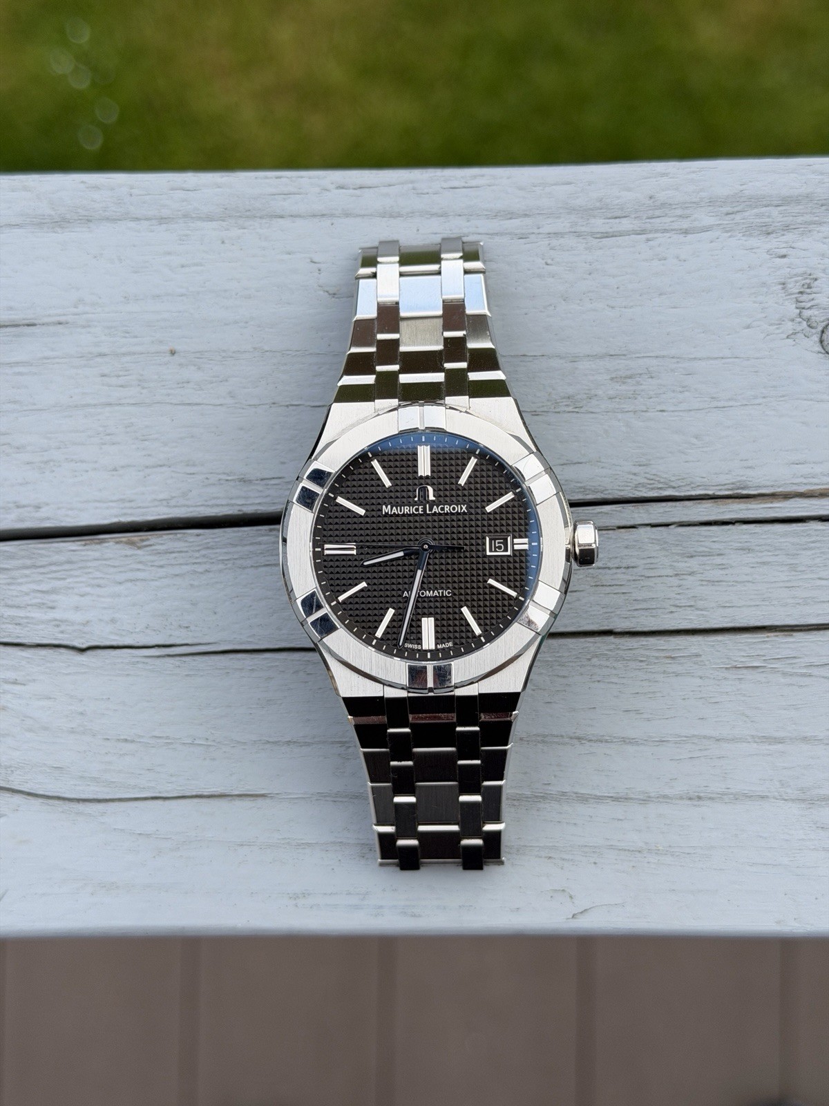 Maurice Lacroix Aikon 42mm AI6008-SS002-330 Black Dial Watch Box Papers Full Set