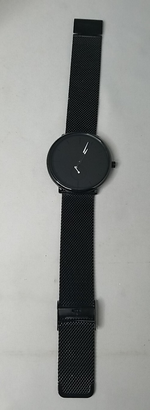 Men Fashion Slim Mesh Stainless Steel Waterproof Casual Quartz Wrist Watch Black