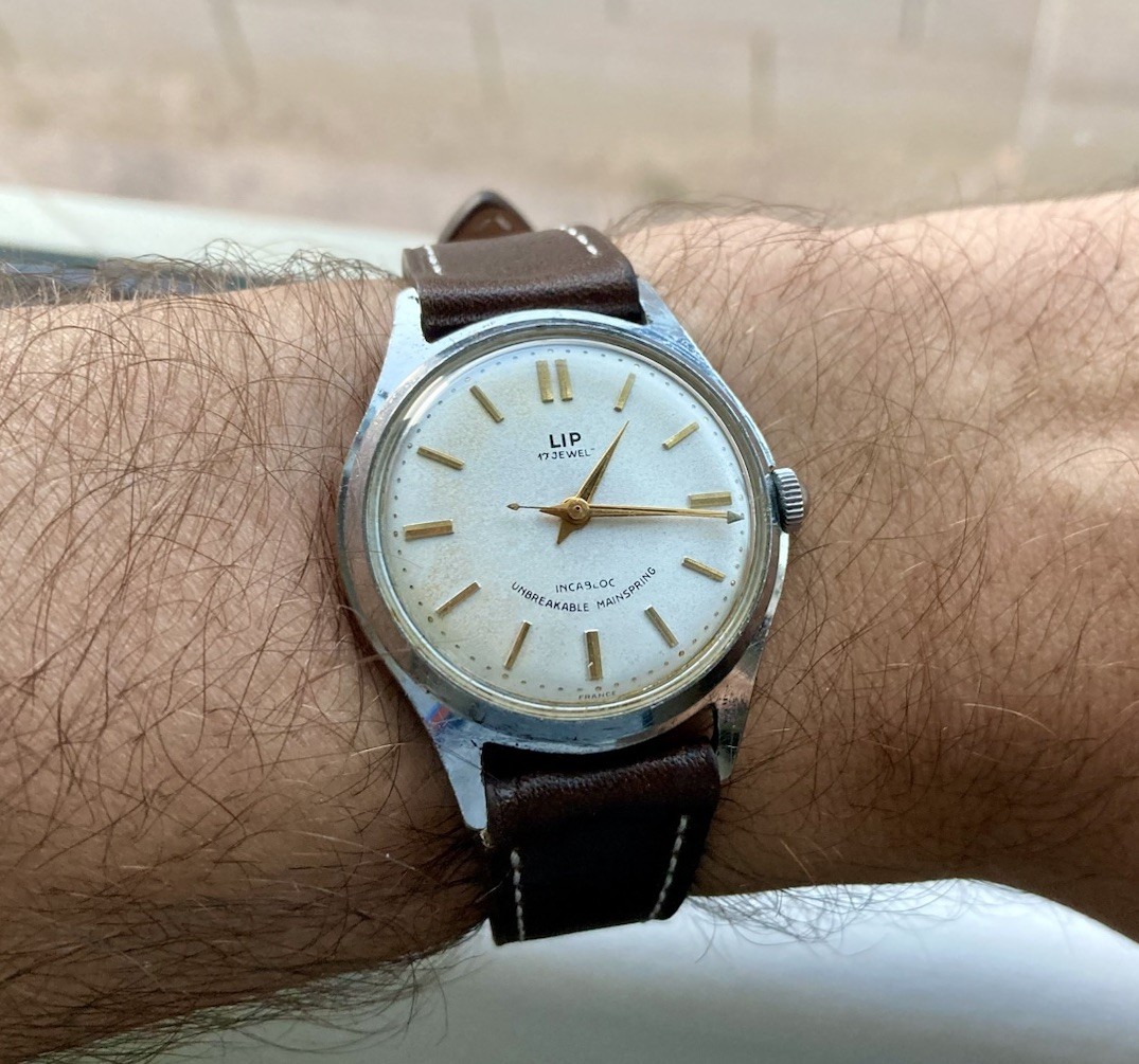 Vintage LIP Mens Mechanical Incabloc Wrist Watch RUNS WELL France 1960s Gents