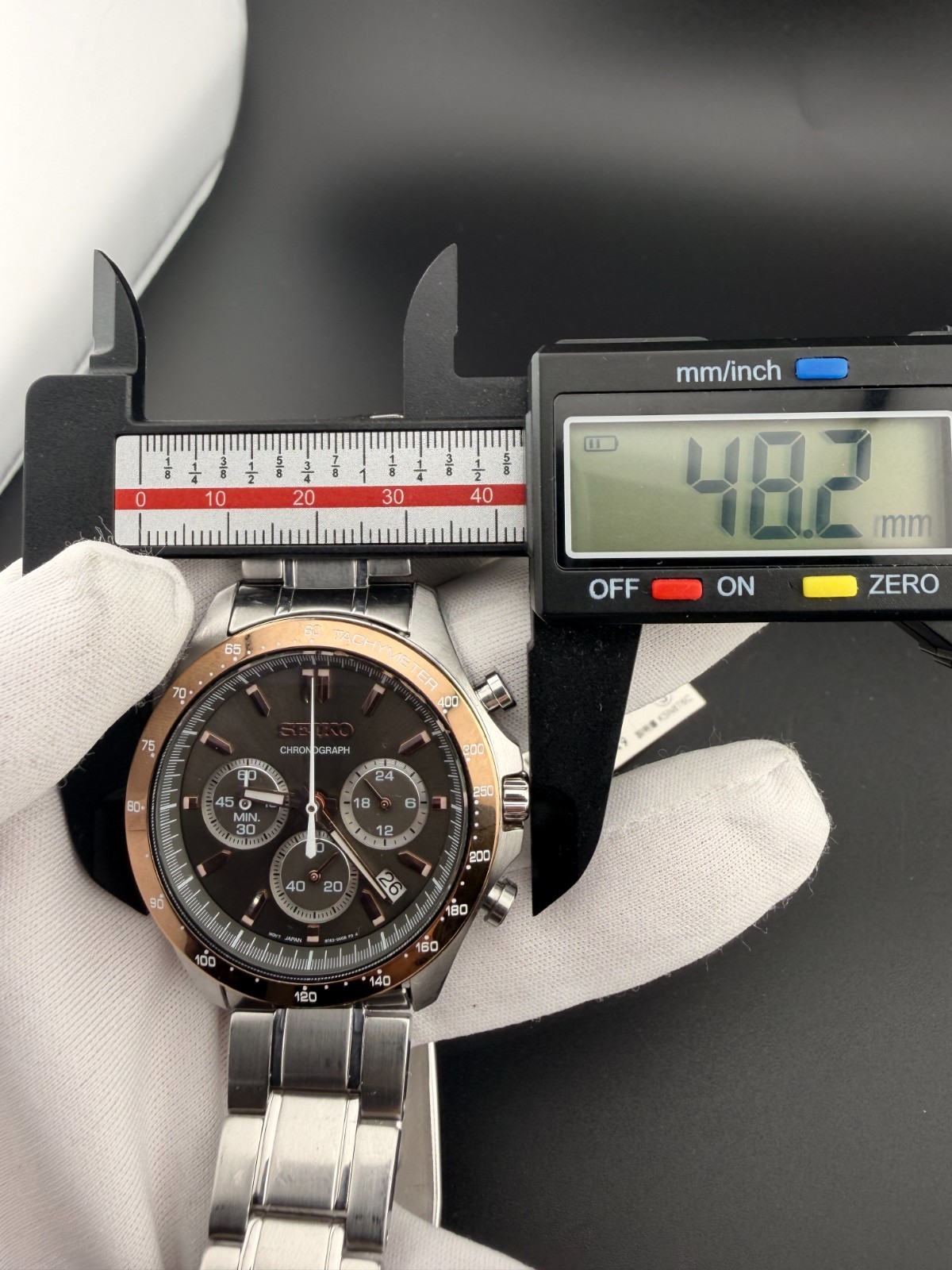 Seiko SBTR020 KSN8T6C Chronograph, Gray/Gunmetal Dial, Rose Gold Tachymeter