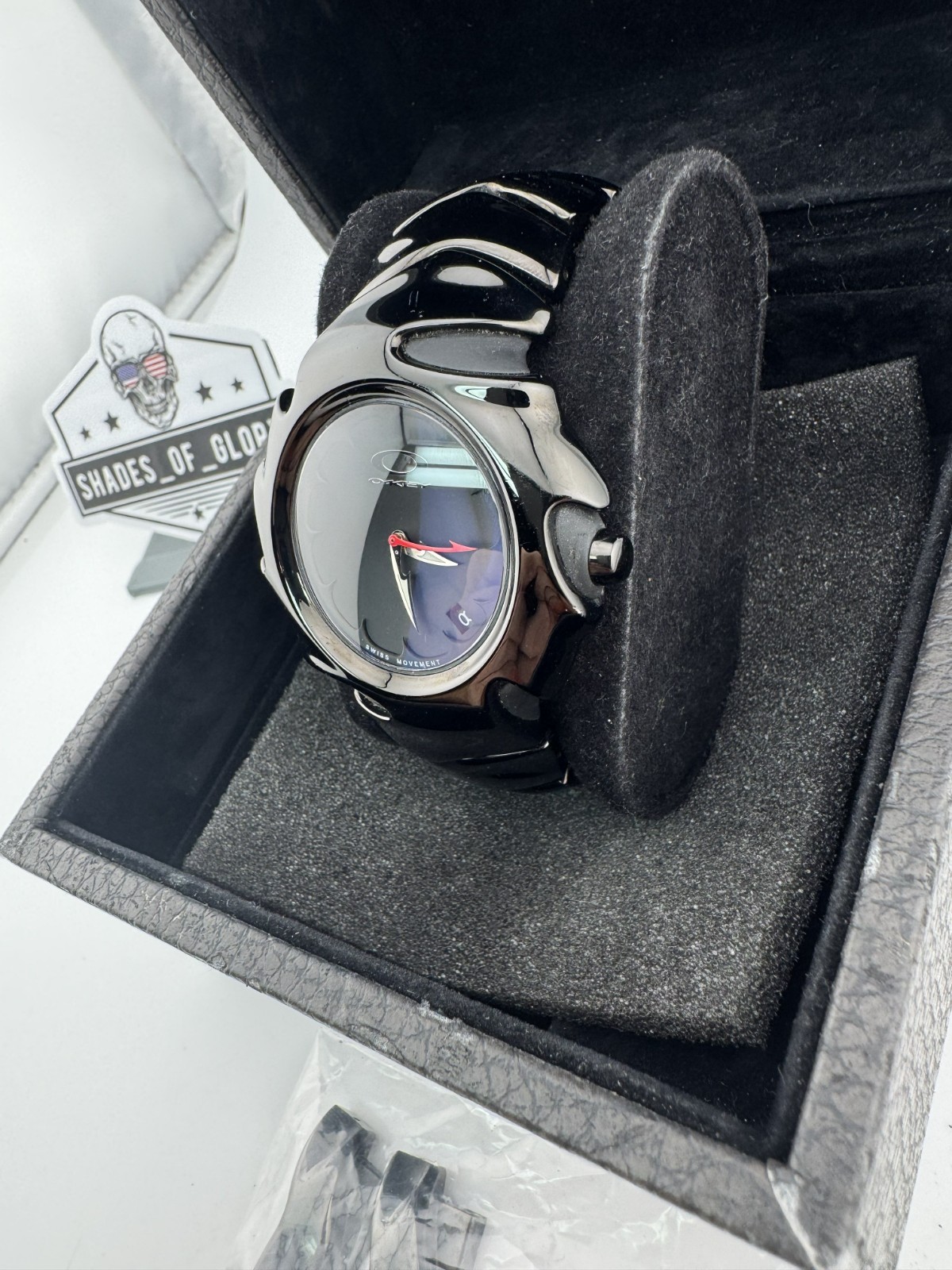 OAKLEY BLADE STEALTH BLACK STAINLESS STEEL BRACELET 10-161 VTG 2004 NEW BATTERY