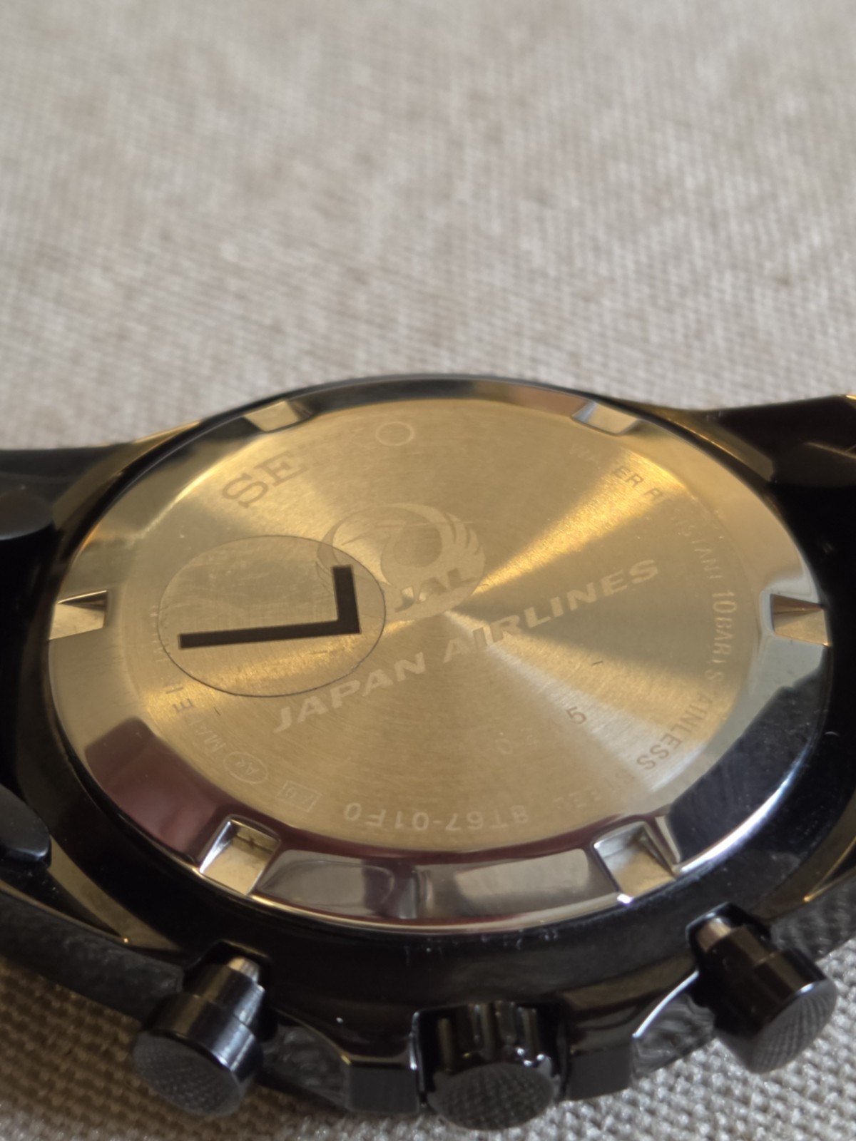 [Rare] Black JAL x Seiko Chronograph JDM Stainless steel PVD Made In Japan