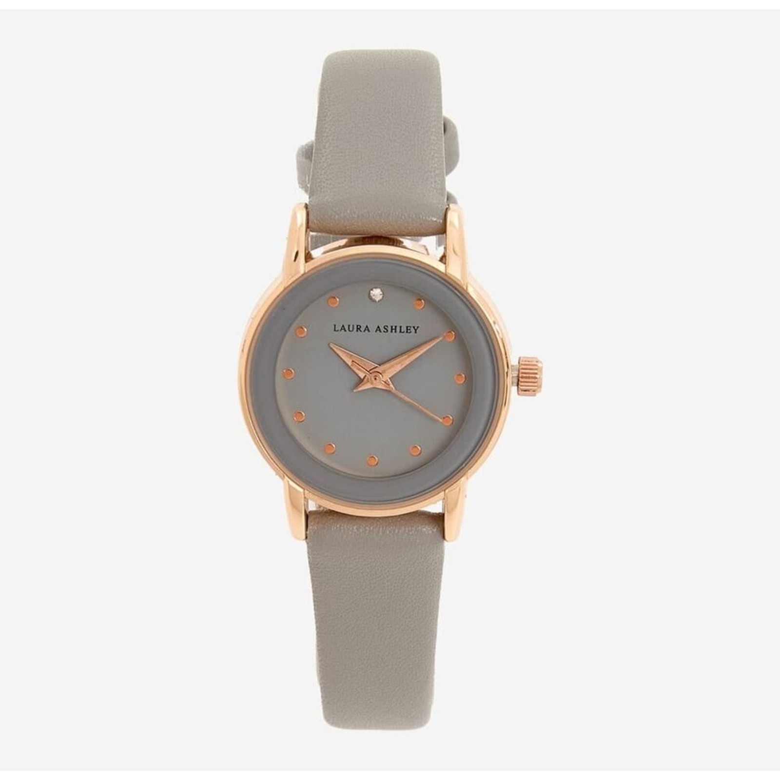 Laura Ashley Women’s Gray Faux Leather Strap Watch 24mm