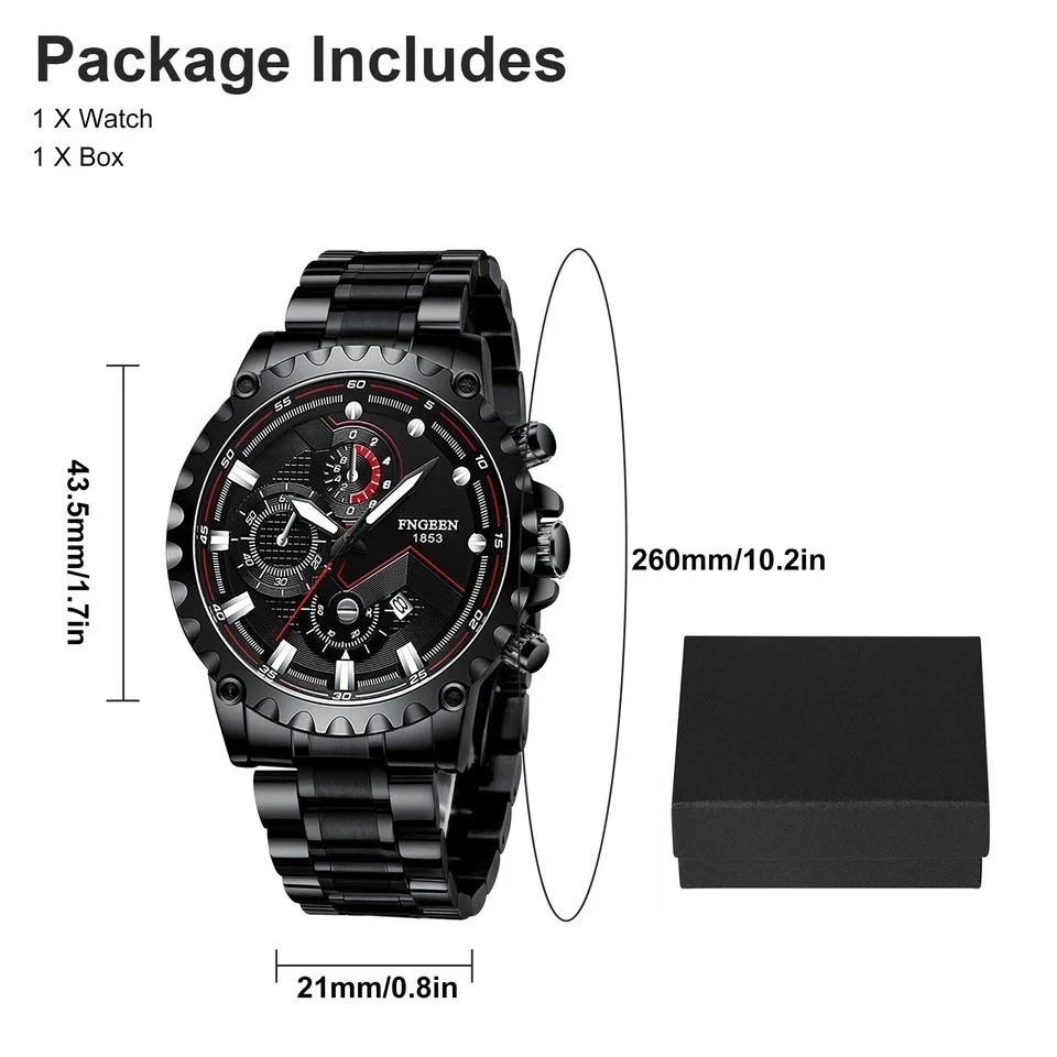 Men’s Waterproof Luxury Watch Stainless Steel Quartz Luminous Classic Wristwatch