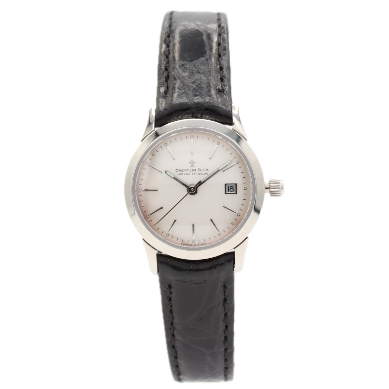 NOS 26mm Dreyfuss & Co DGS00004/06 1890 Series Ladies Quartz Wristwatch Steel
