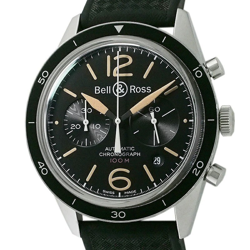 Bell & Ross Vintage 126 Chronograph BR126-94-SP Auto 100M 43mm Black Dial Men’s
