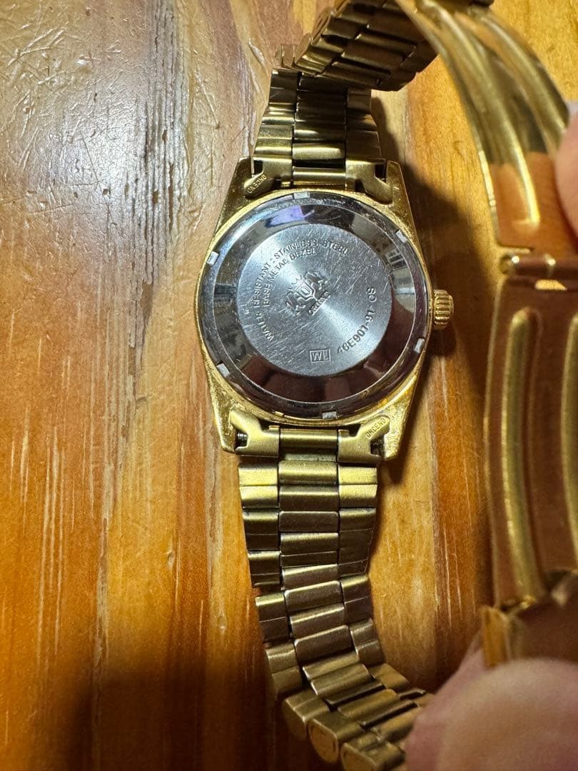 ORIENT President Day Date Wristwatch Gold Tone & Expandable Band Timepiece