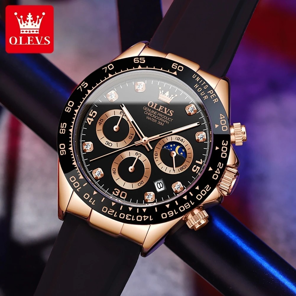 Waterproof Watch OLEVS Quartz Luxury Business Luminous Date Men Men’s Strap