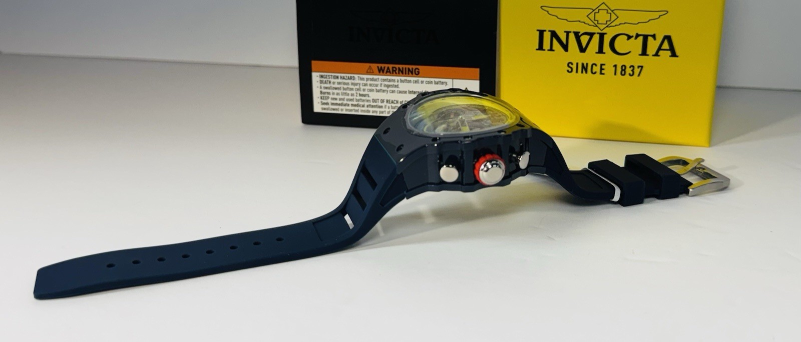 Invicta Racing Vaulthan Men’s Watch 44mm Navy Blue Yellow Red 69661