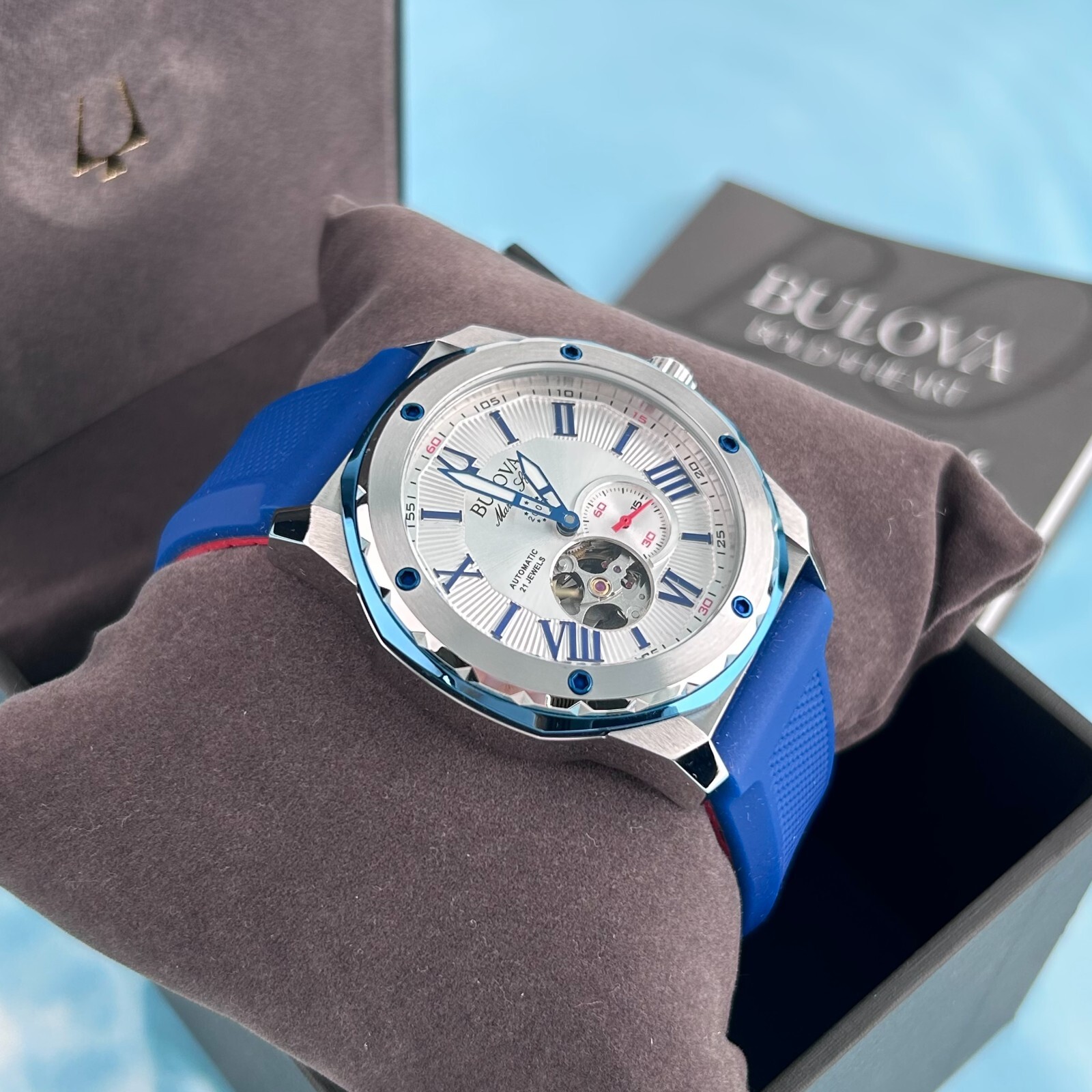 Bulova Marine Star Series A Blue Strap/98A225 Men’s Chronograph Auto Watch 45mm