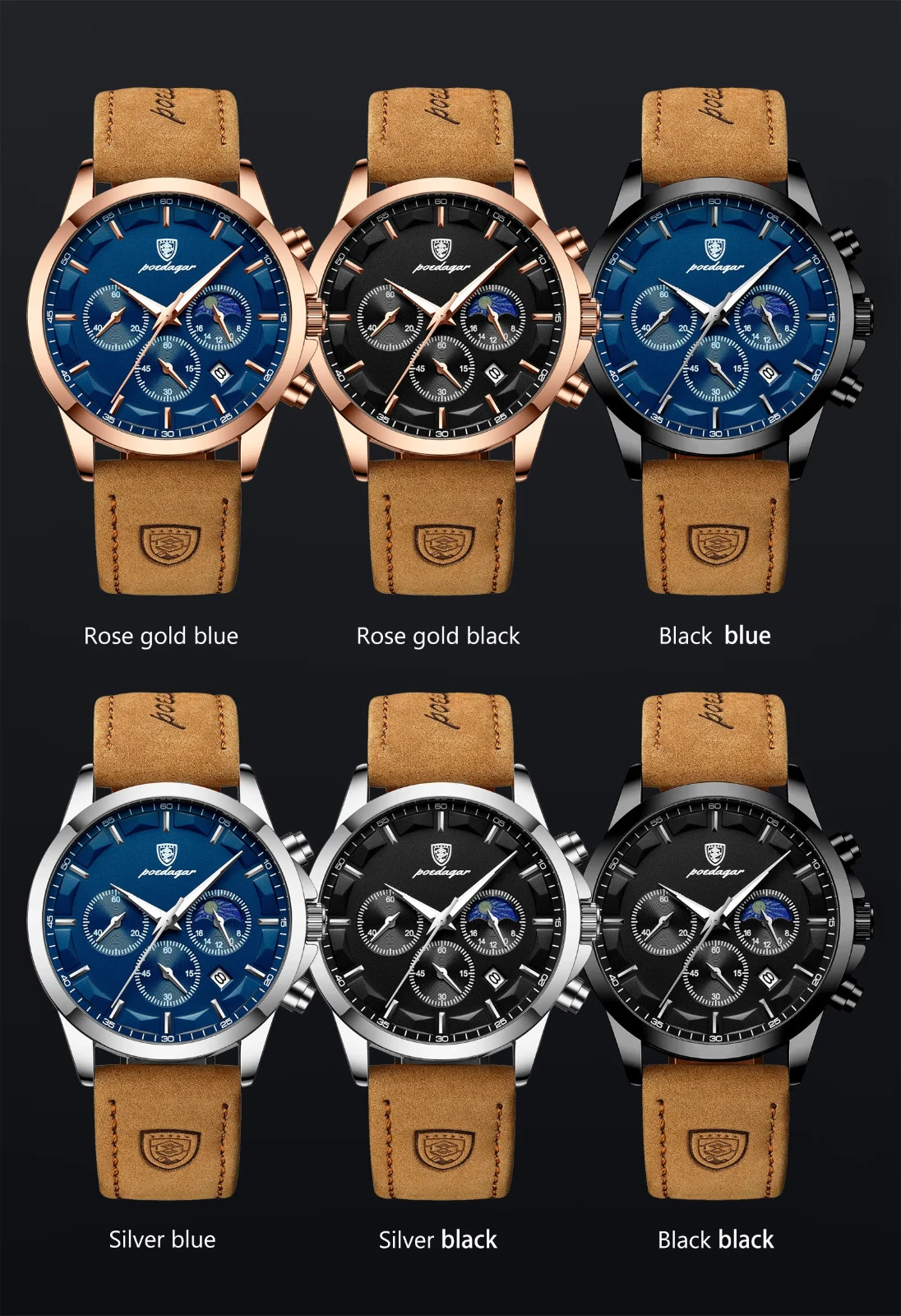 Reloj de lujo para hombre POEDAGAR, cuarzo, resistente al agua, luminoso, con fe