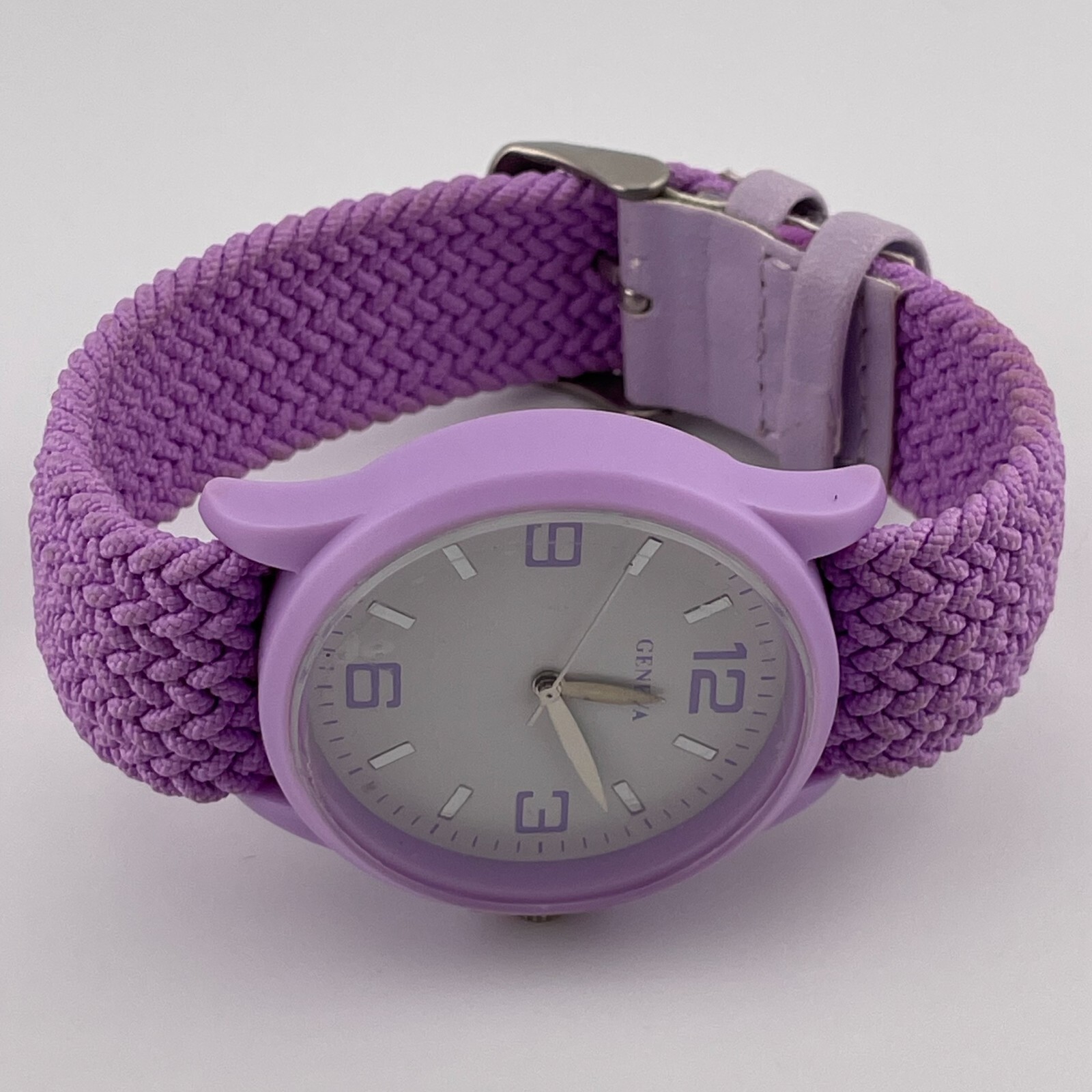 Geneva Womens Watch 39mm Case Purple One Piece Nylon Strap Quartz Analog
